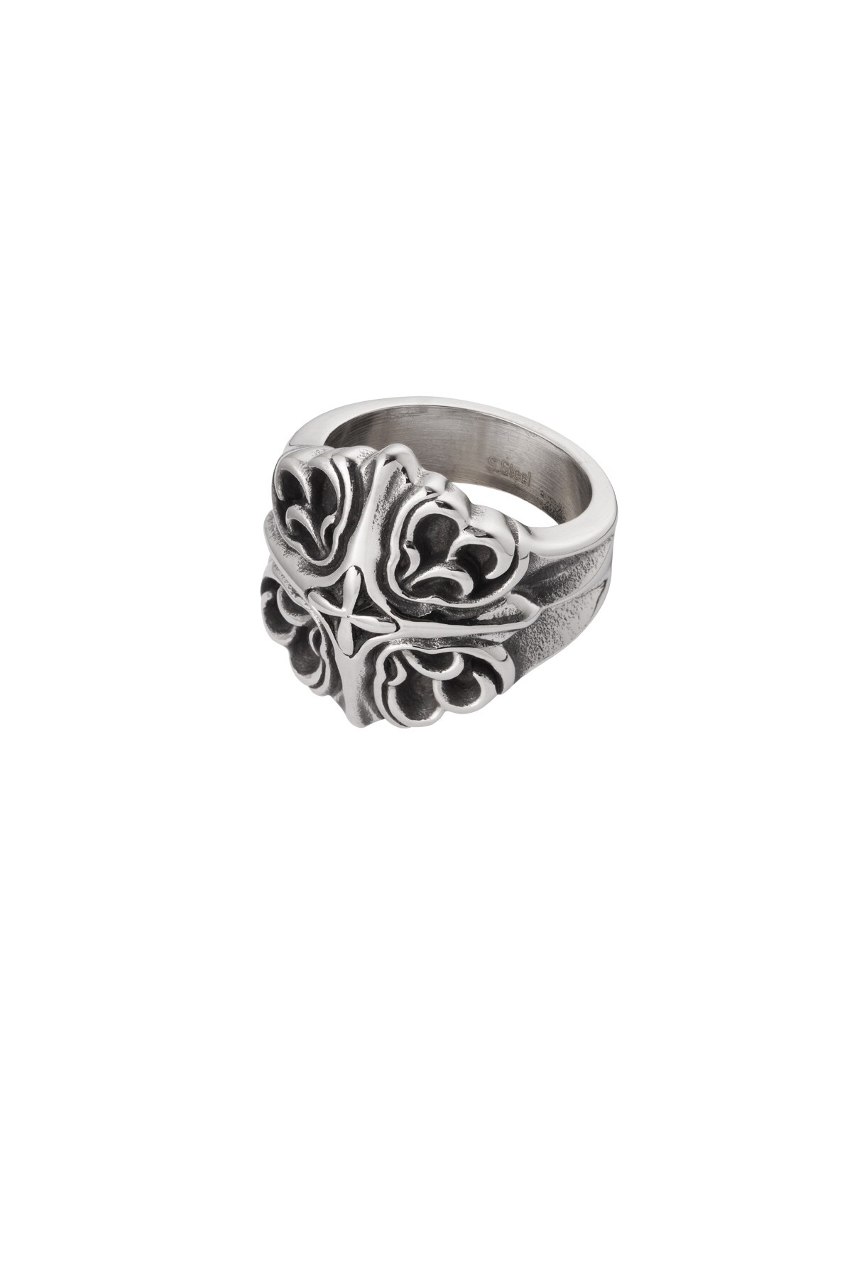 Men's ring ornament subtle - Silver color h5 