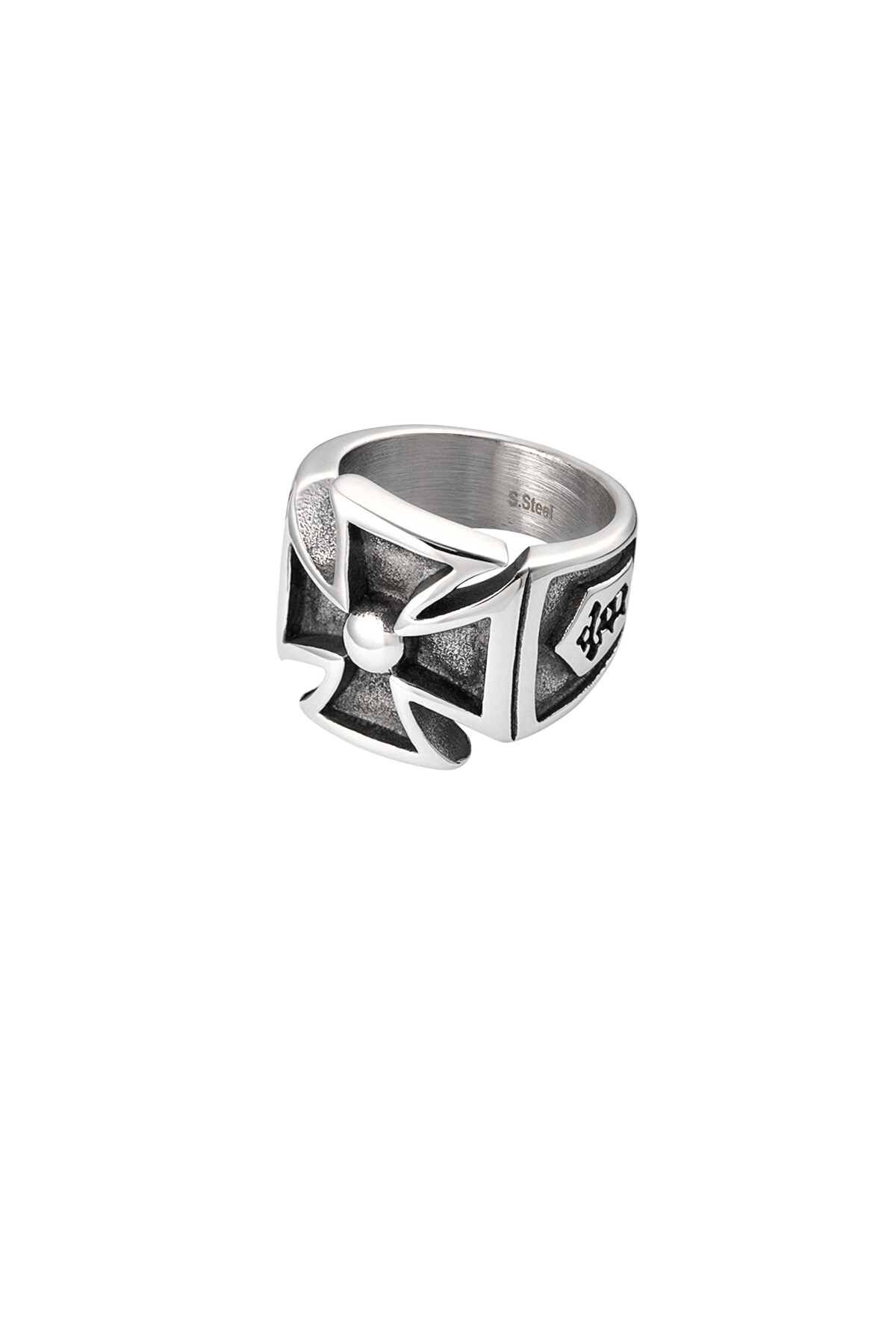 Men's ring cross - Silver color h5 