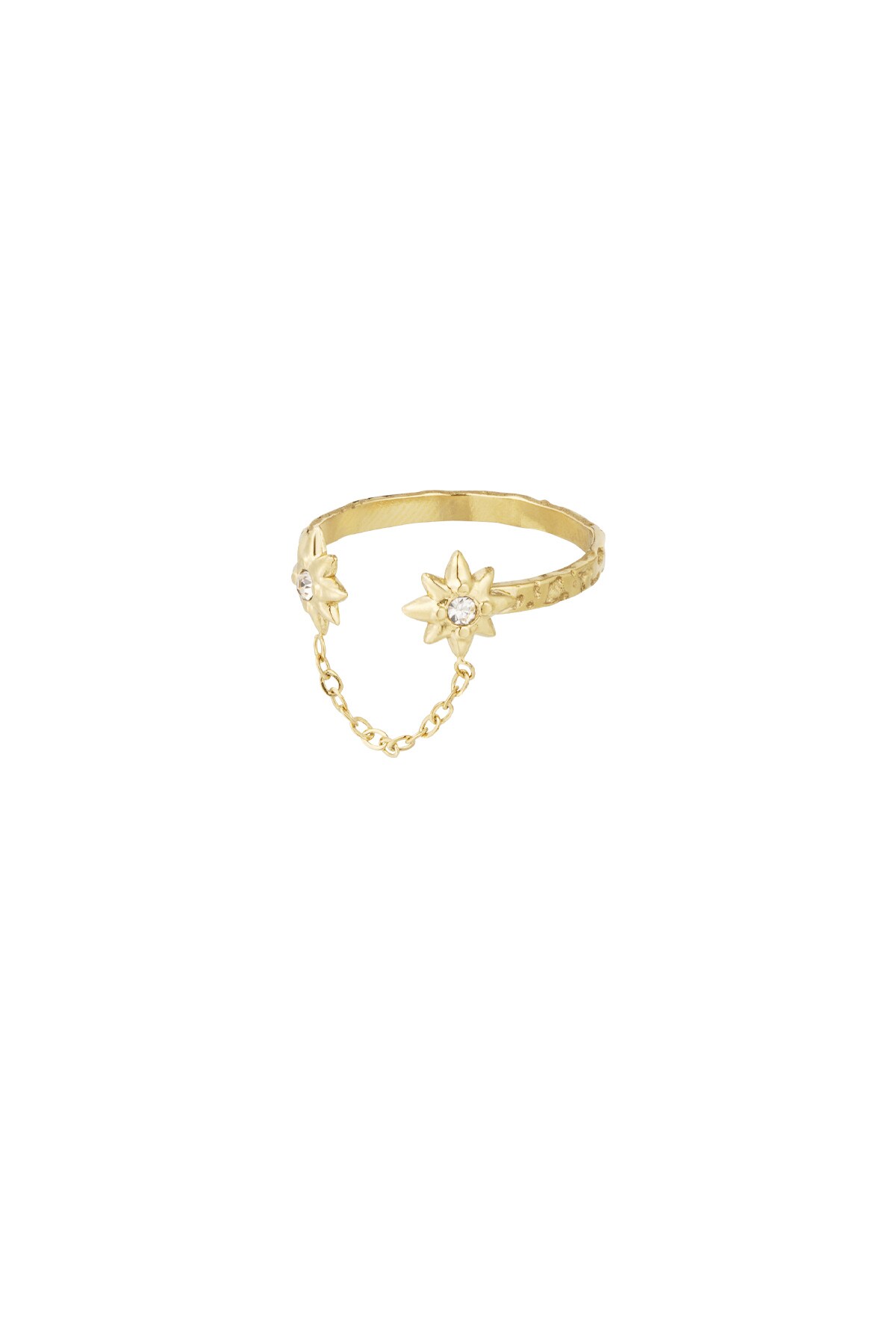 Star ring with chain - Gold color h5 