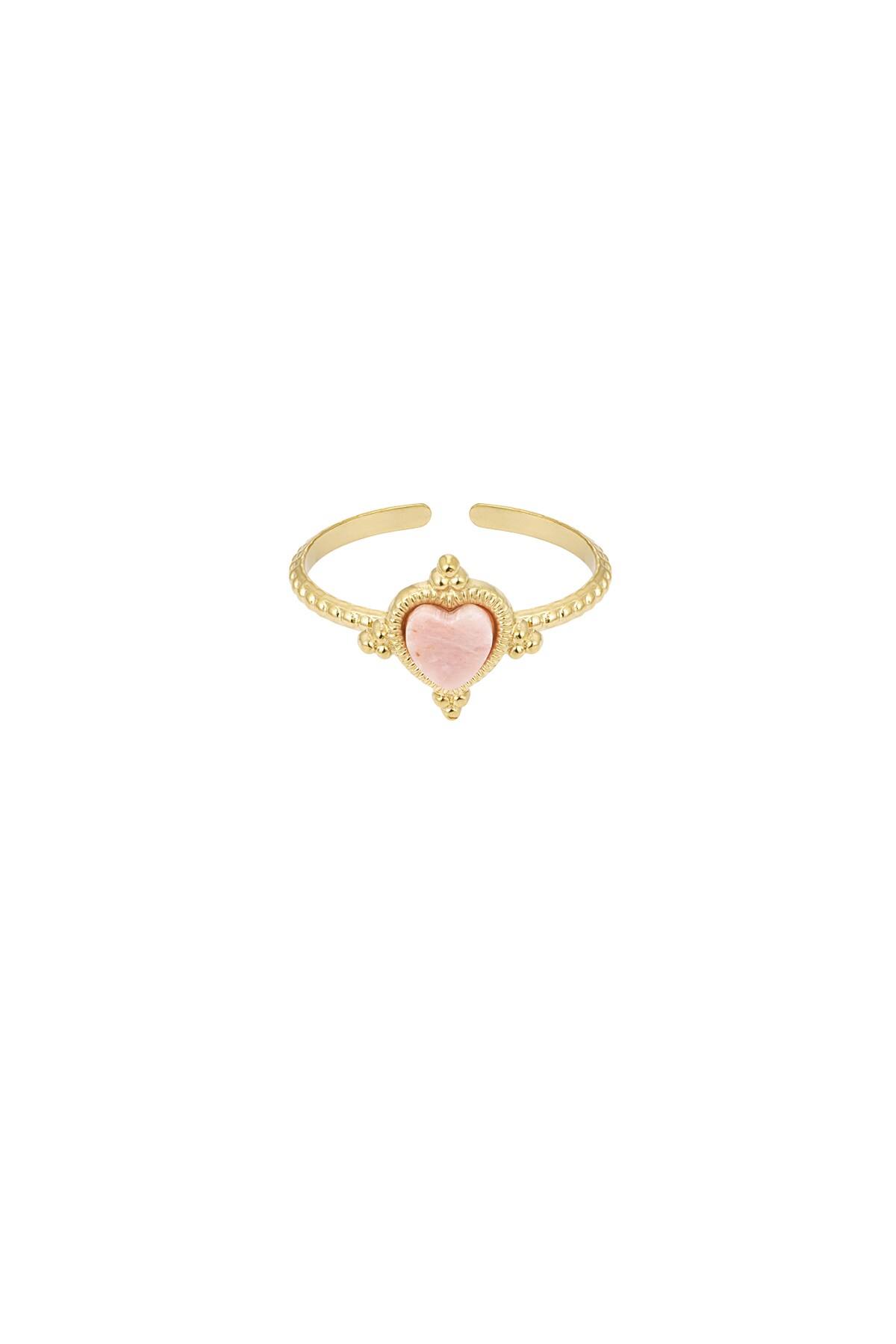 Ring with heart and stone - pink/gold 