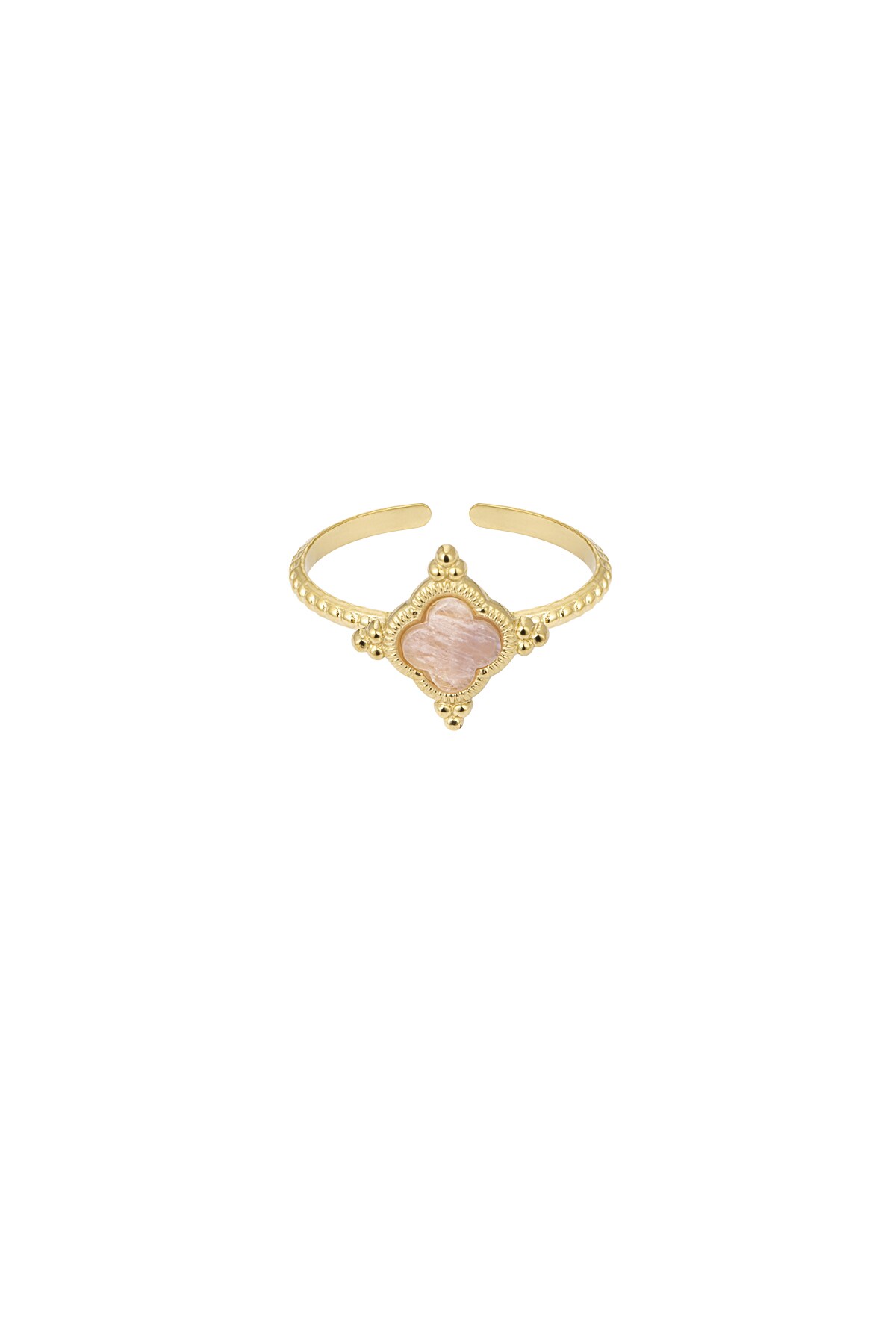 Clover ring with stone - purple h5 