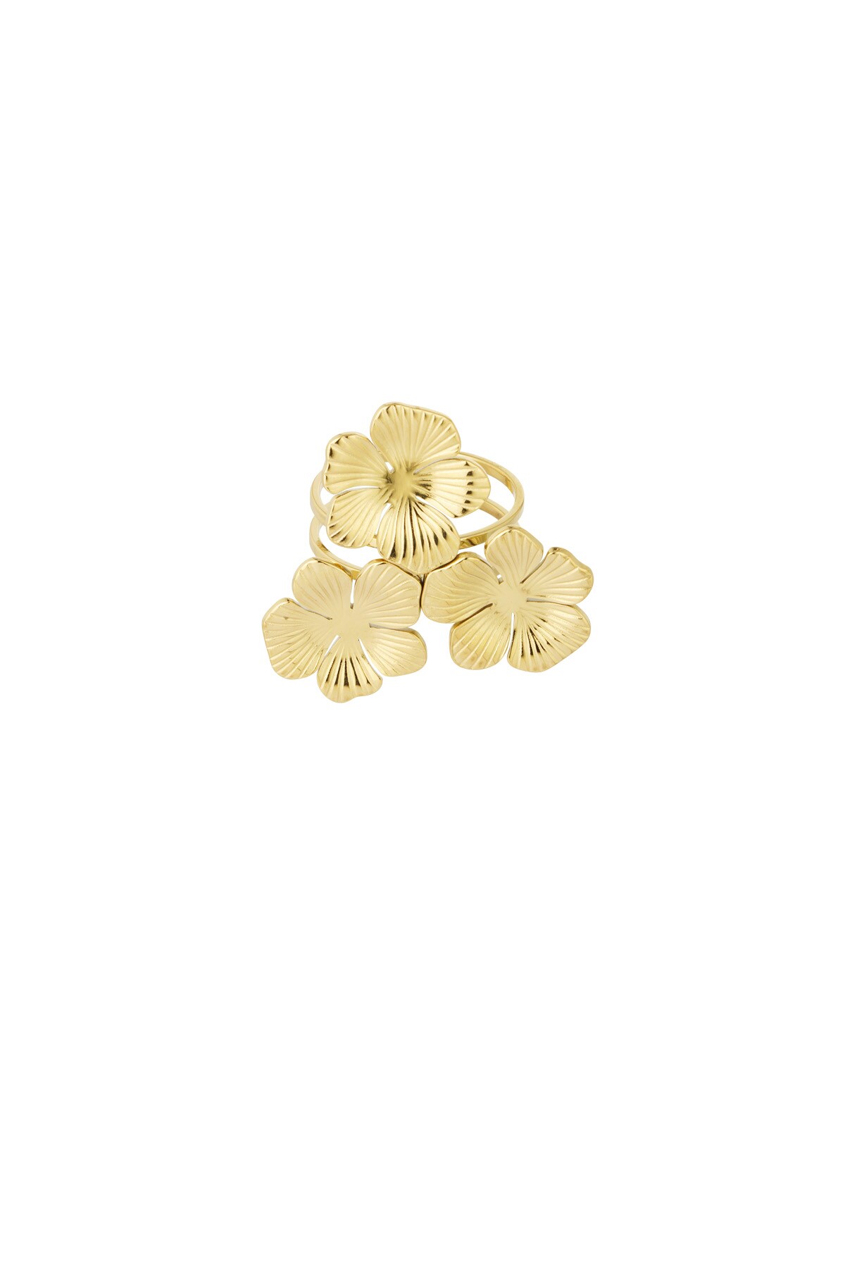 Bohemian flower ring - Gold color h5 