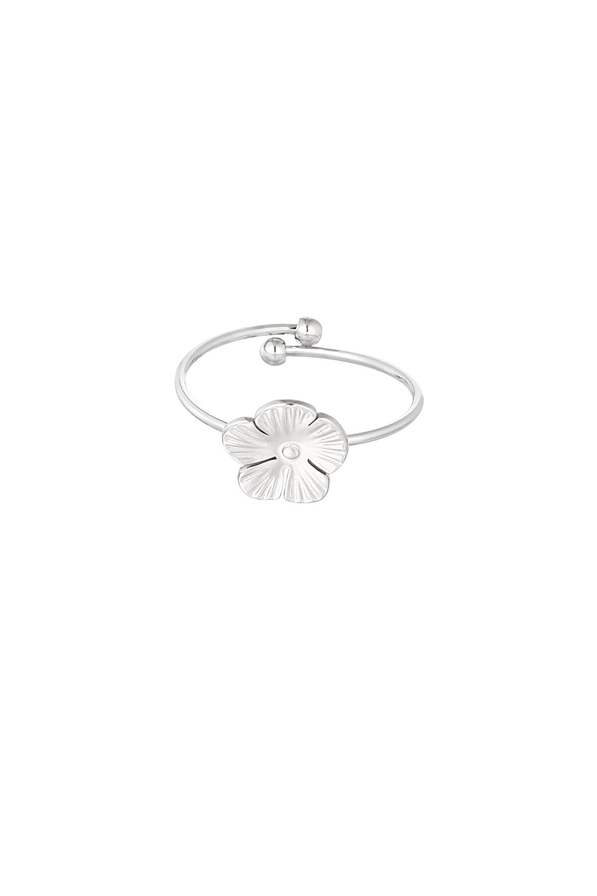 Ring with cute flower - Silver color h5 