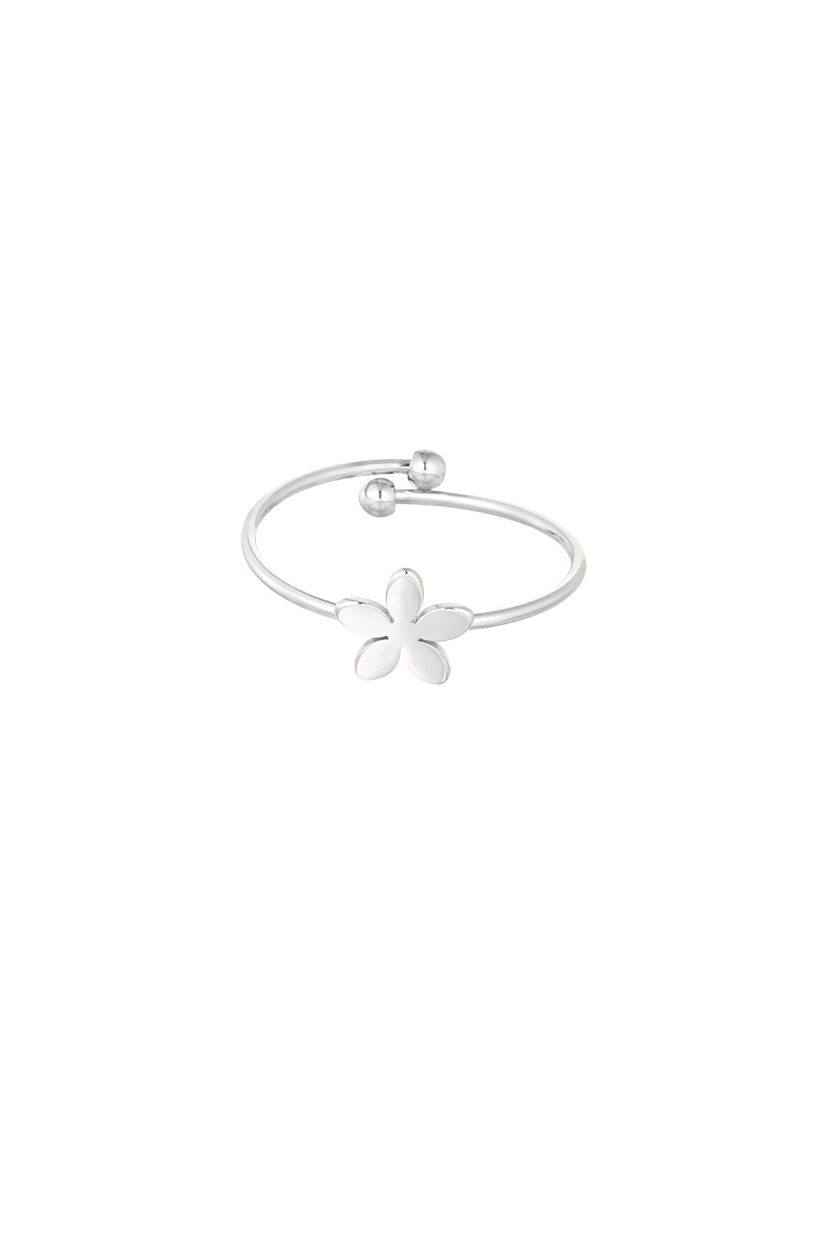 Basic ring with flower - Silver color h5 