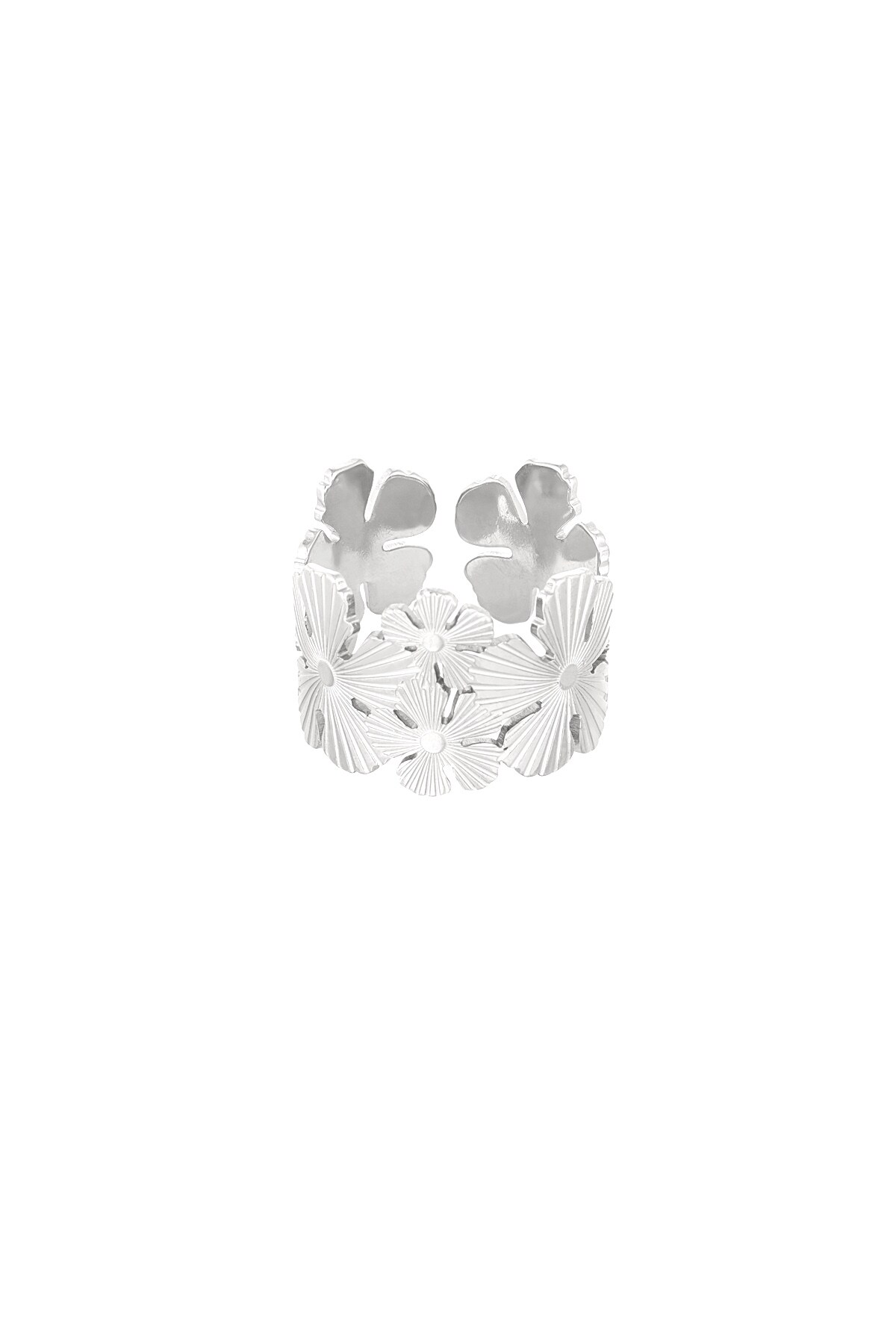 Statement ring flower - Silver color h5 