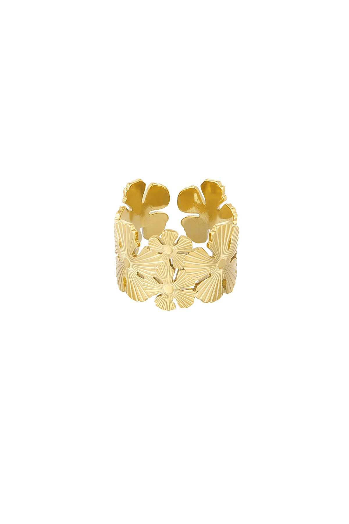 Statement ring flower - Gold color h5 