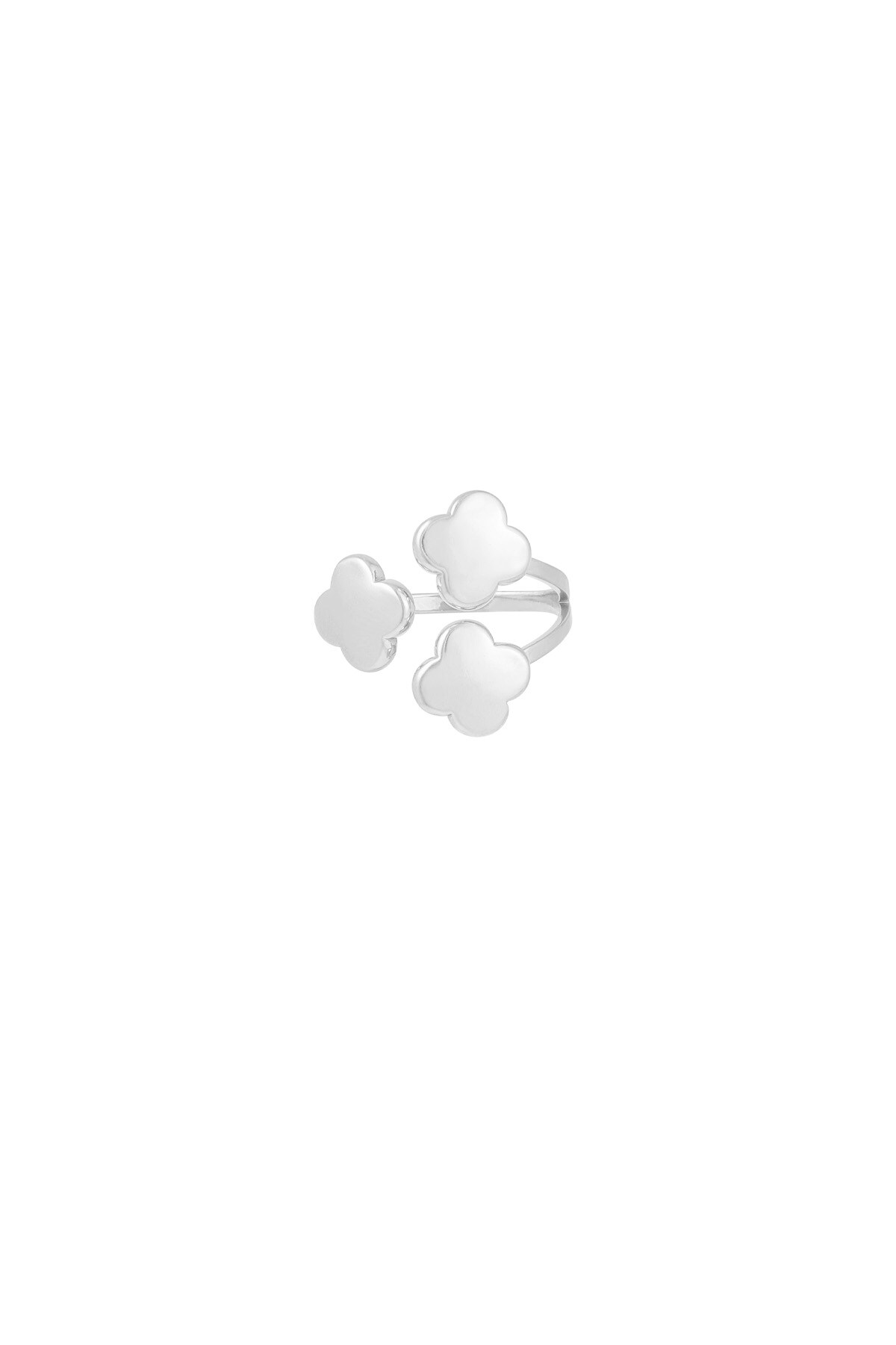 Ring triple clover - Silver color h5 