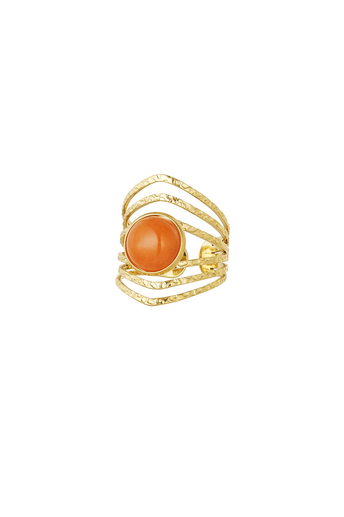 Statement ring with stone - Gold color h5 