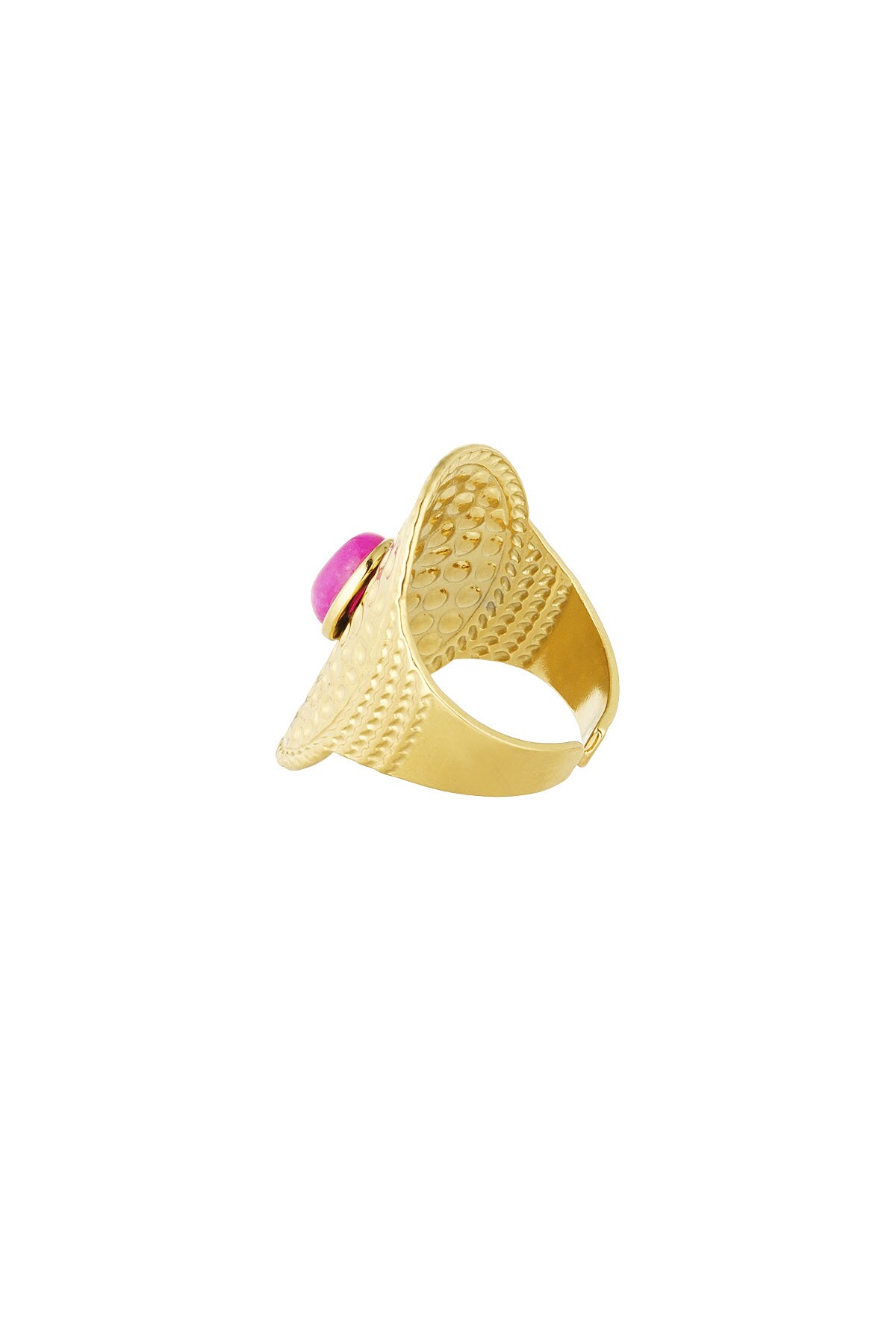 Statement ring pink stone - Gold color h5 Picture3