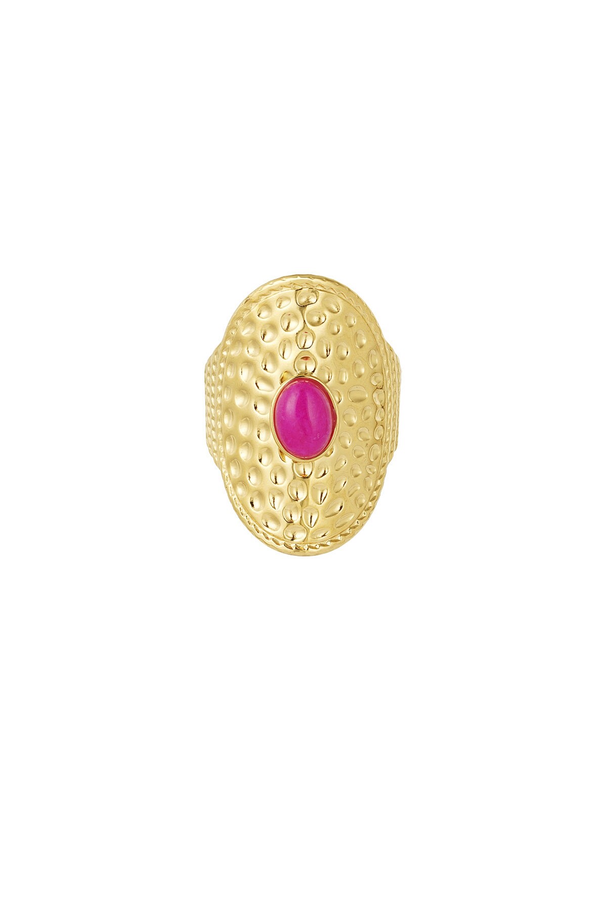 Statement ring pink stone - Gold color h5 