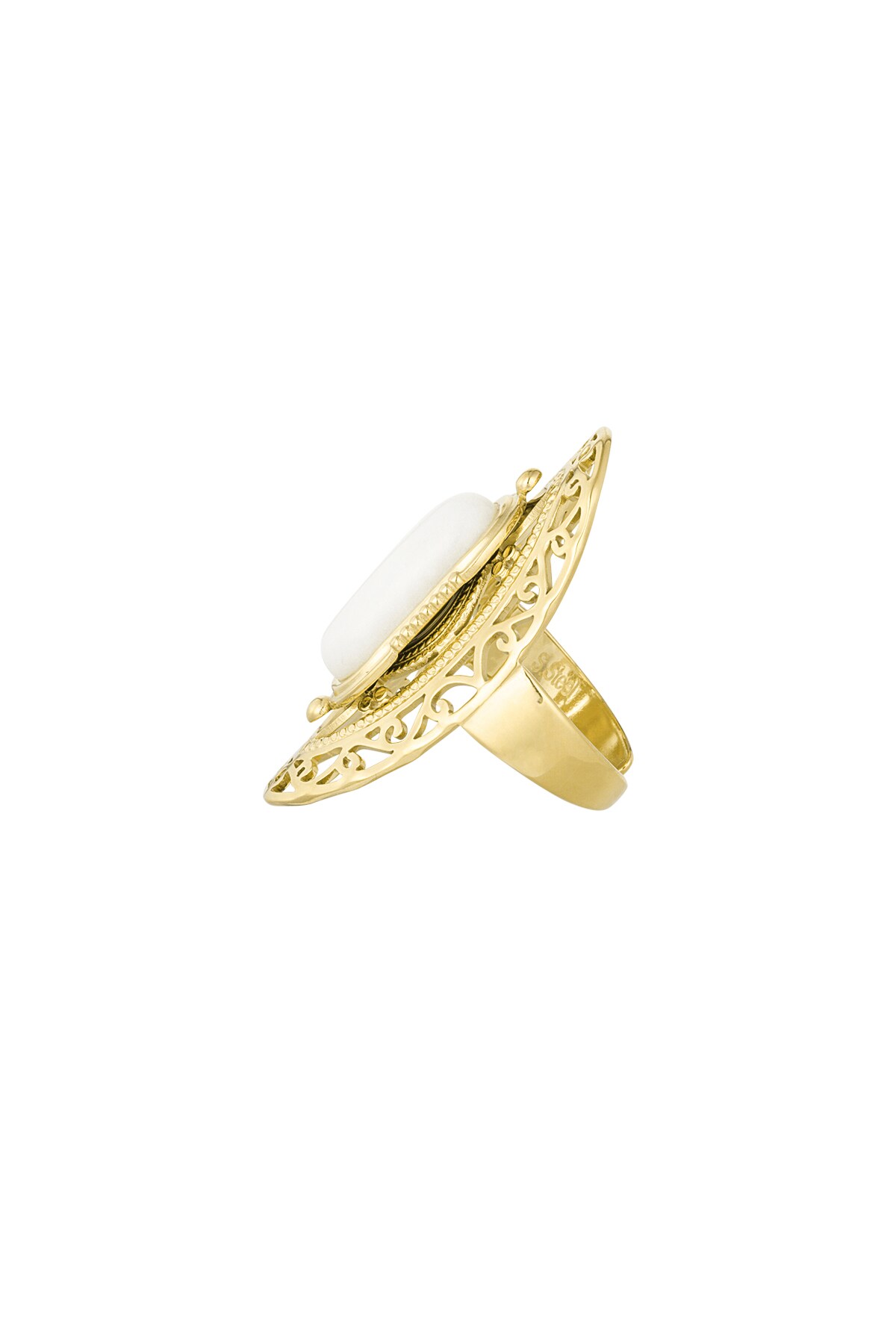 Statement ring large stone - Gold color Picture4