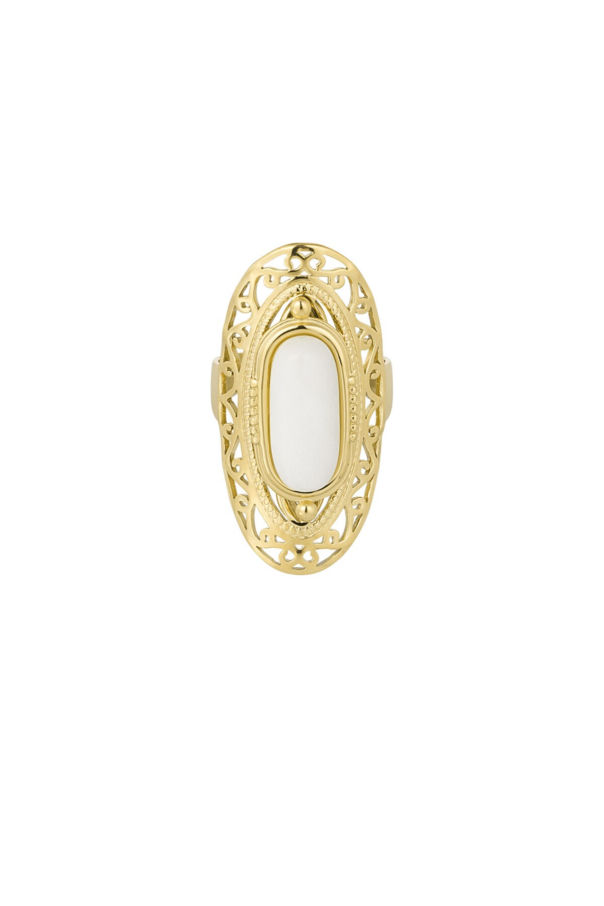 Statement ring large stone - Gold color h5 