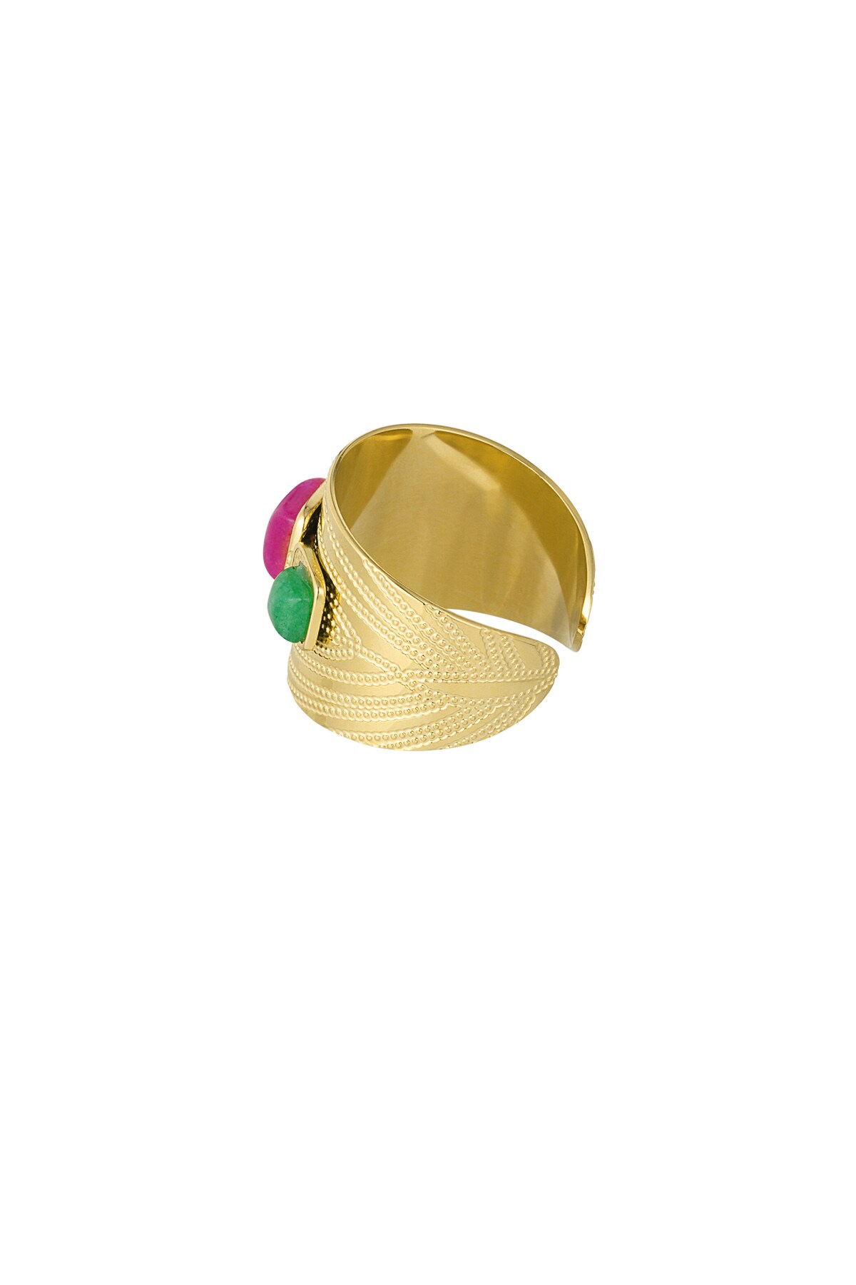 Statement ring with colored stones - Gold color h5 Picture4