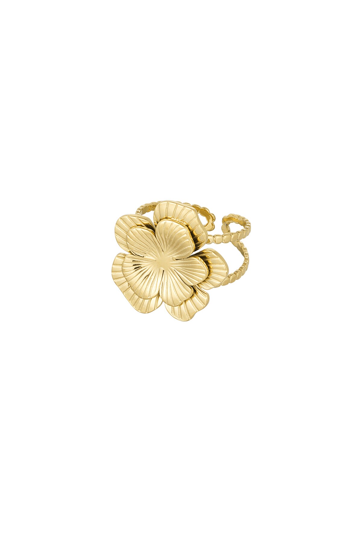 Ring with adjustable large flower - Gold color 