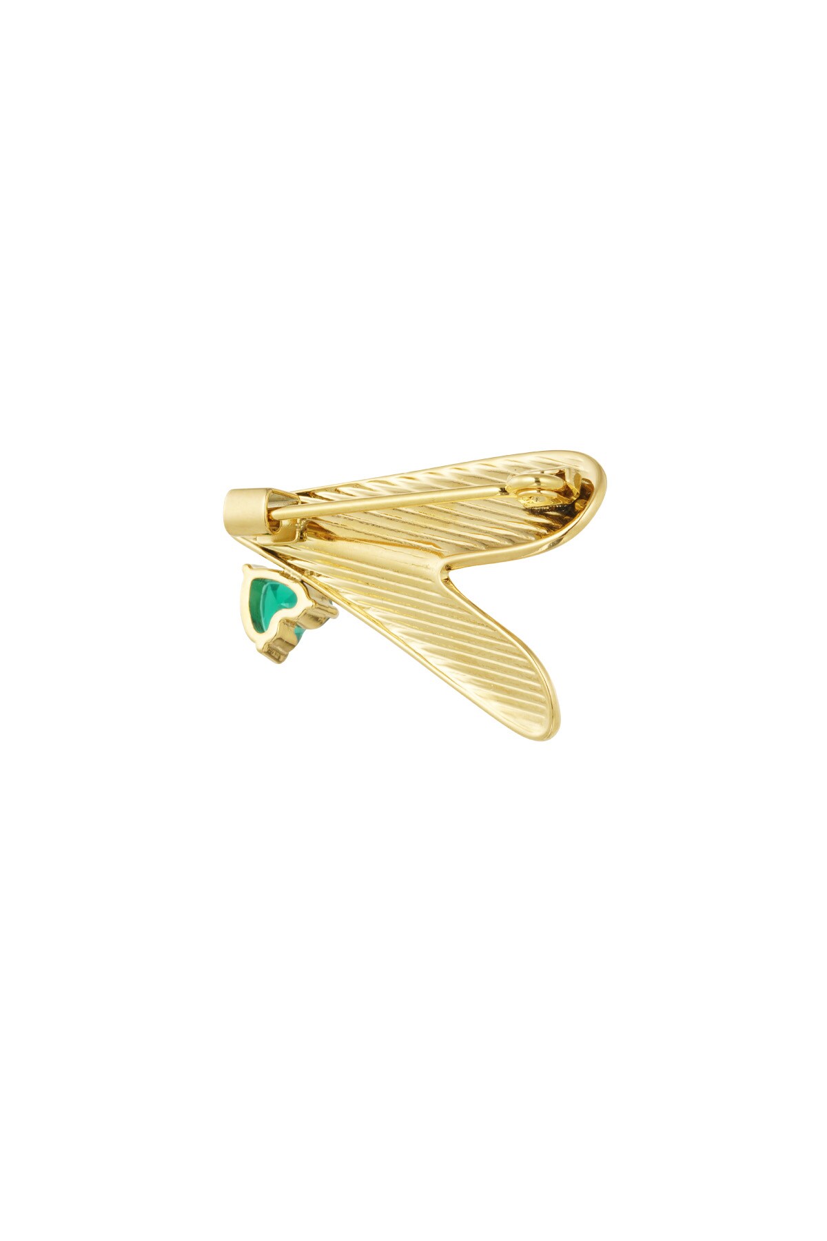 Love brooch with green diamond - Gold color Picture3