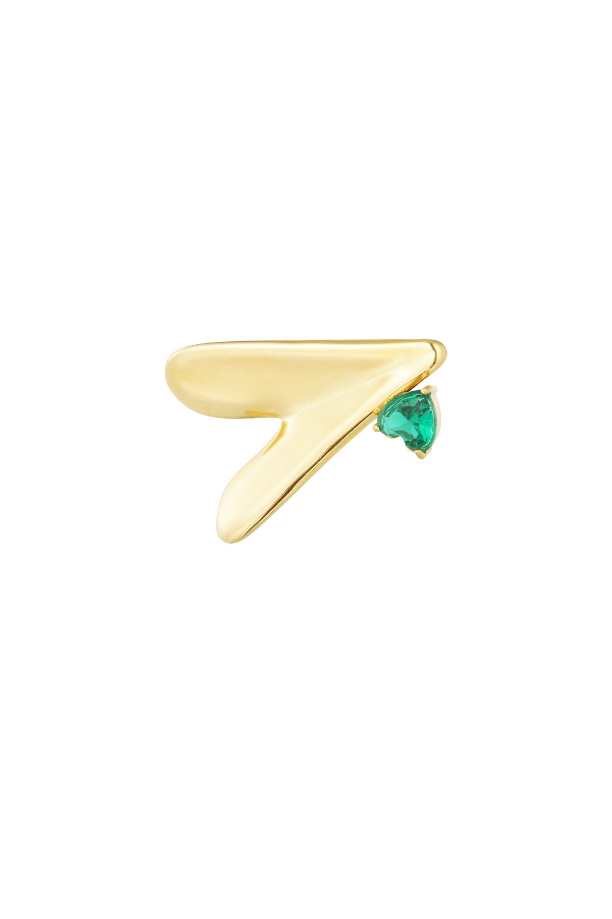 Love brooch with green diamond - Gold color h5 