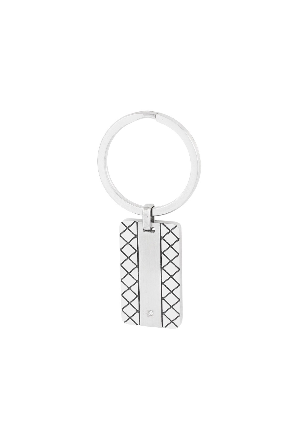 Keychain with pattern charm - Silver color 