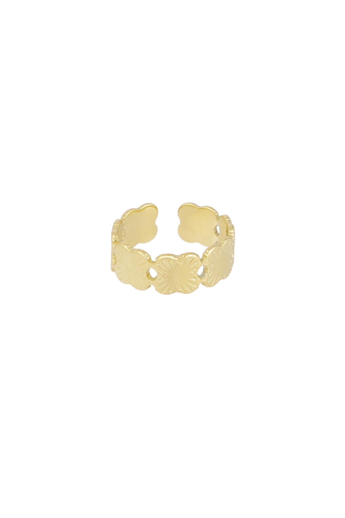 Ring connected clovers - Gold color h5 