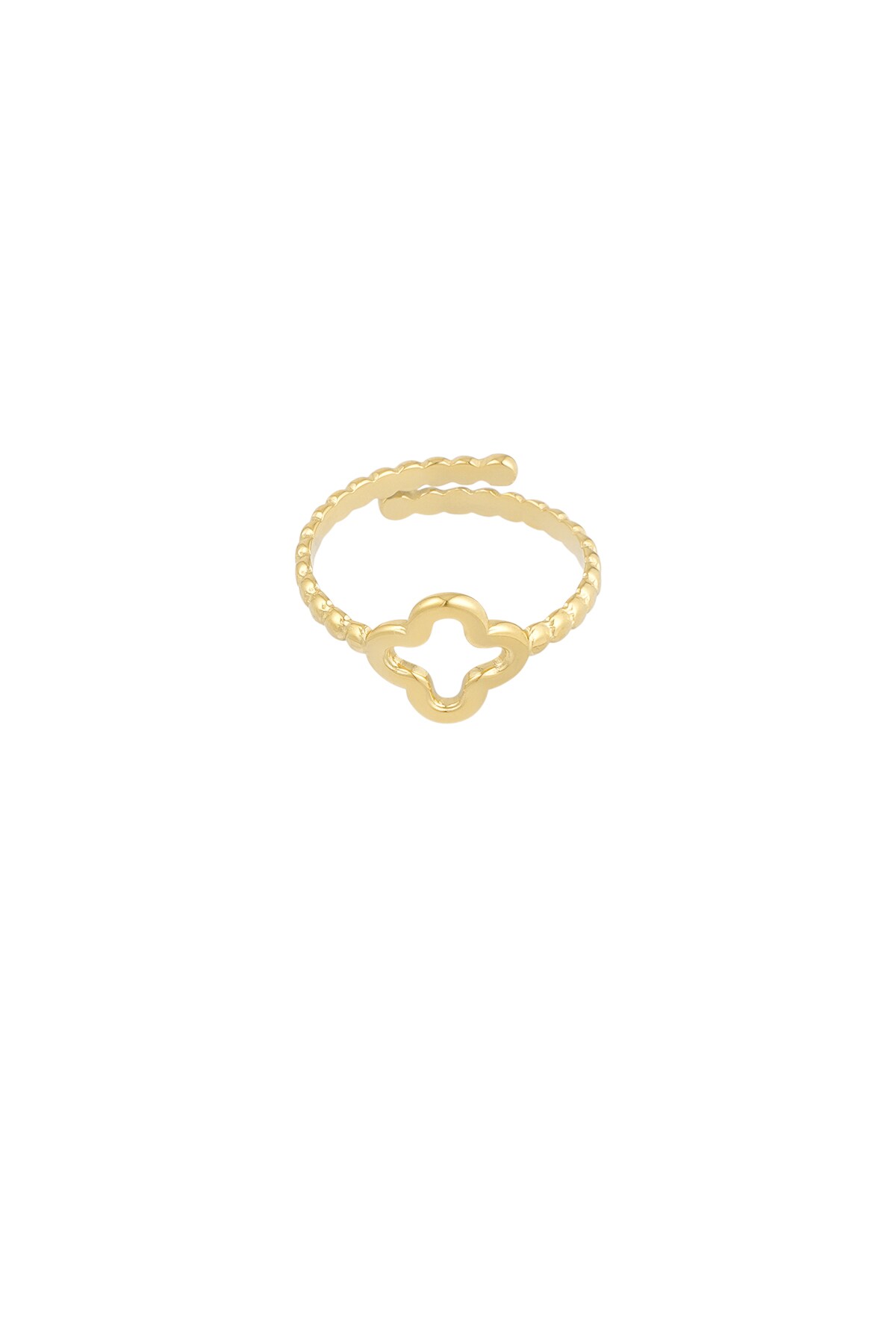 Twisted ring with clover - Gold color Picture3