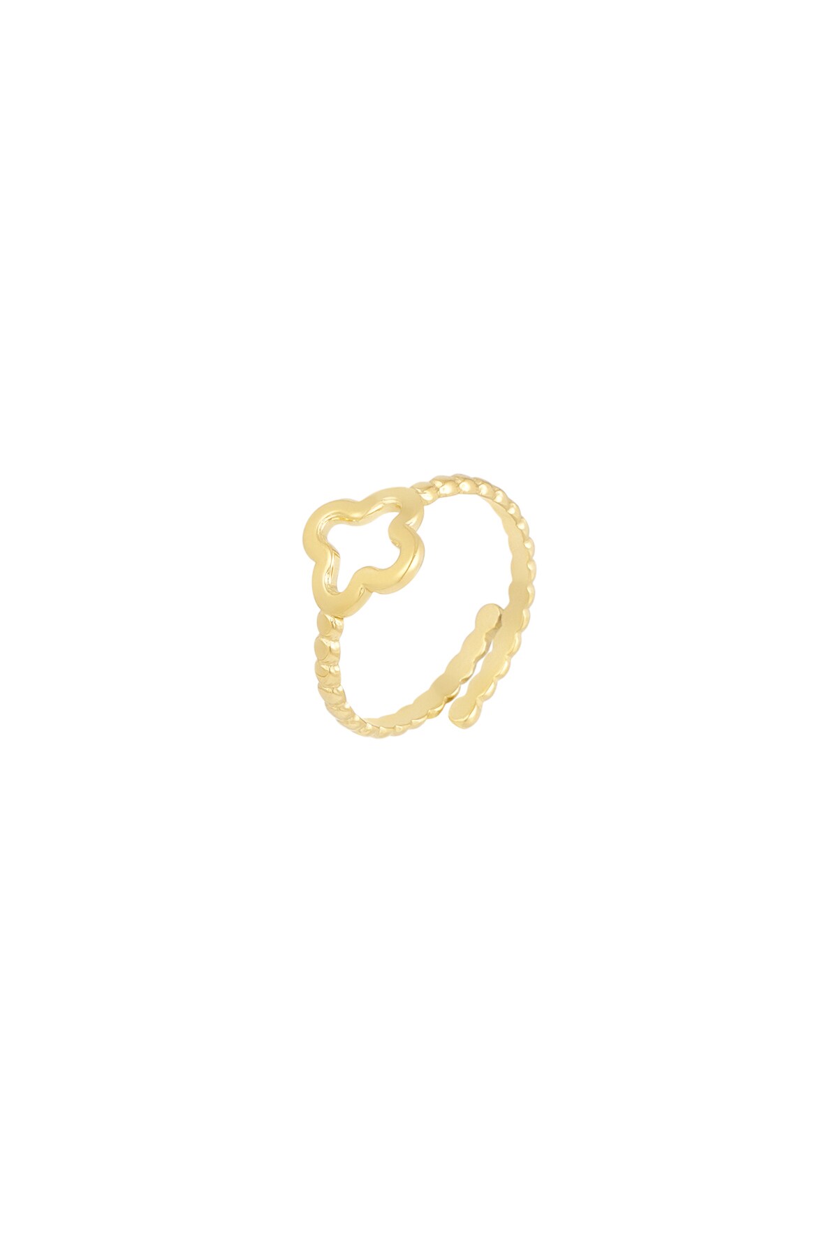 Twisted ring with clover - Gold color h5 