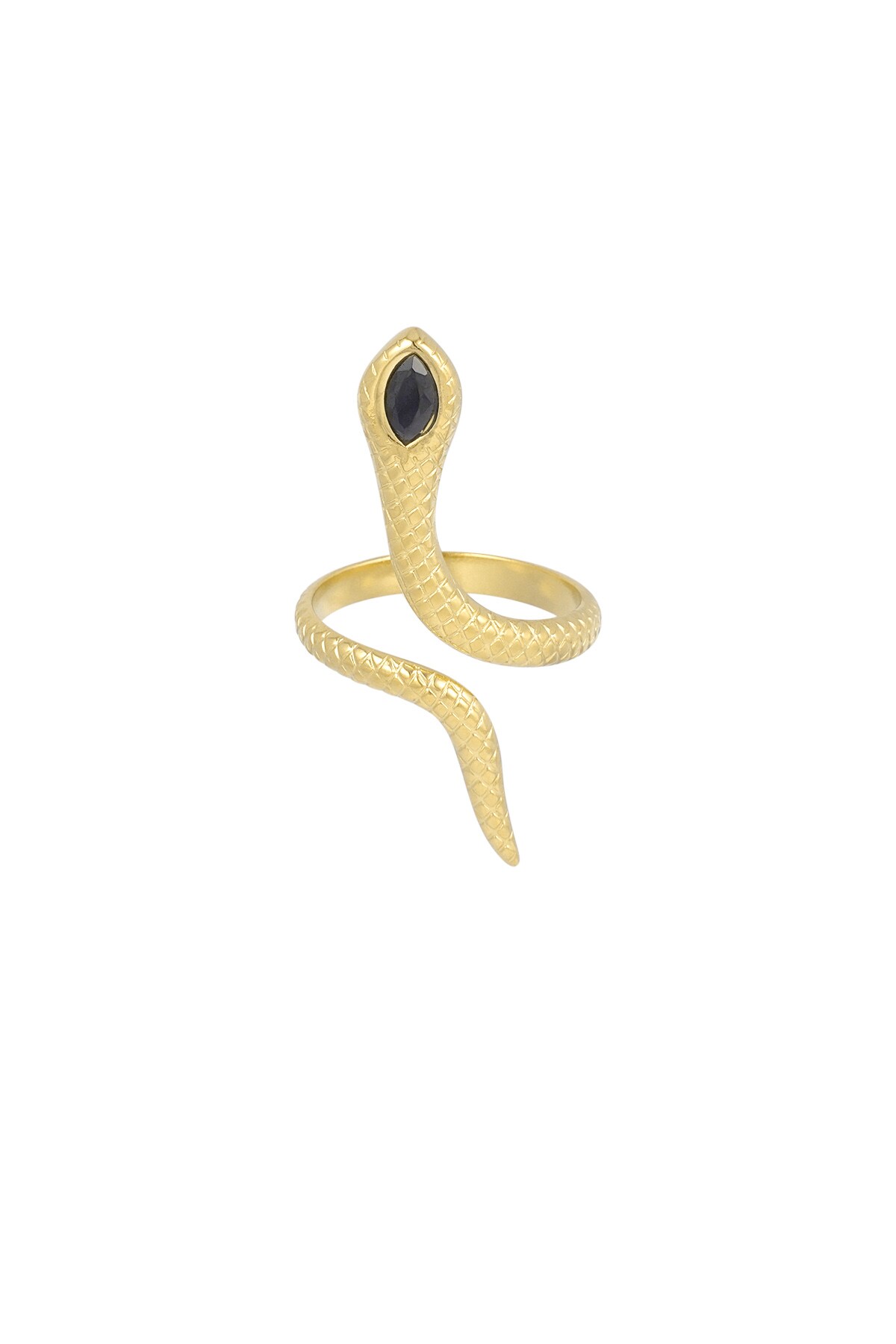 Black snake ring - Gold color 