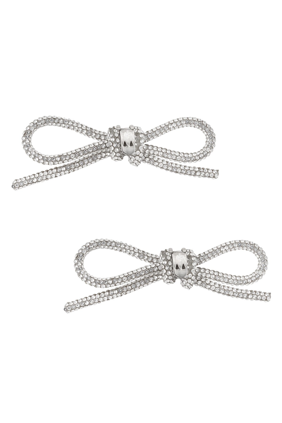 Diamante bow shoe clips - Silver color h5 Picture2