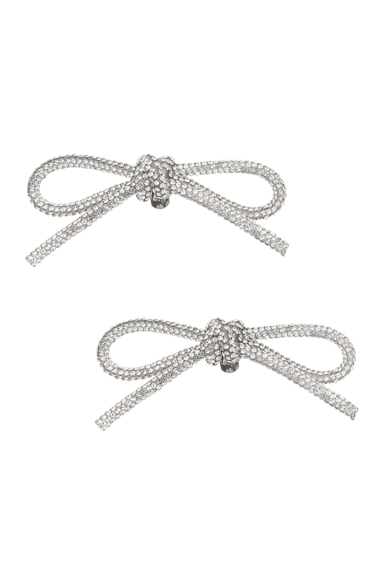 Diamante bow shoe clips - Silver color h5 