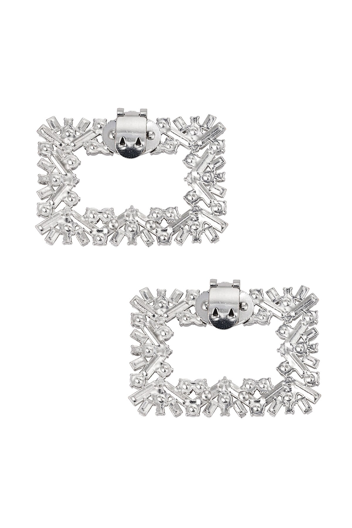 Square diamond shoe clips - Silver color h5 Picture2