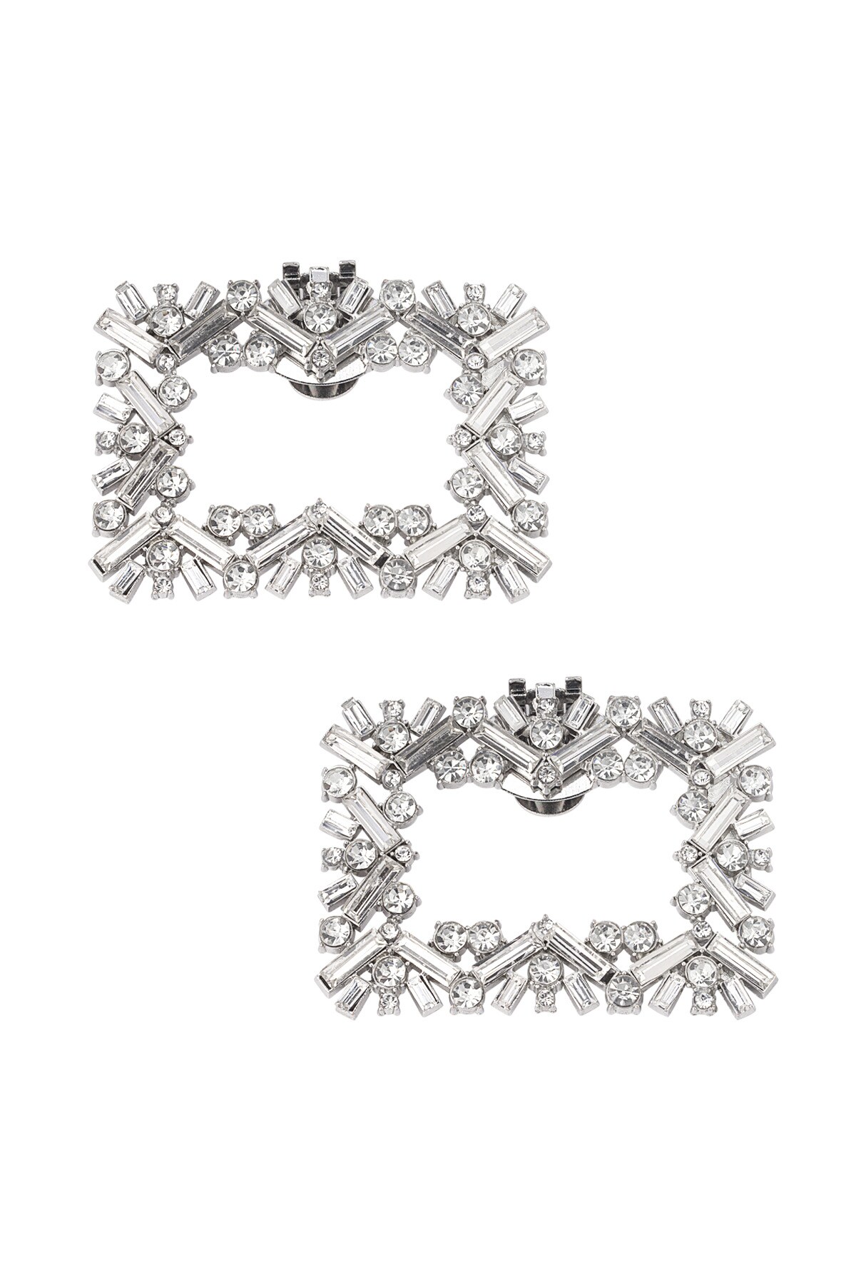 Square diamond shoe clips - Silver color h5 