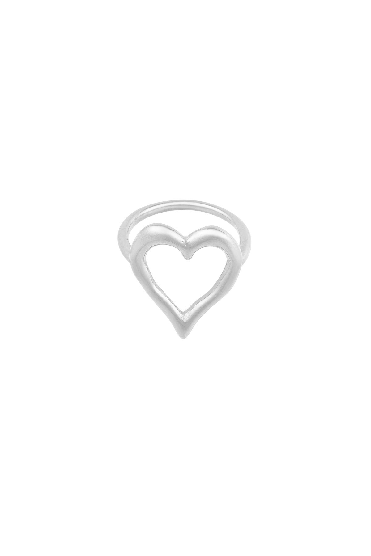 Structured heart ring - silver 16  h5 