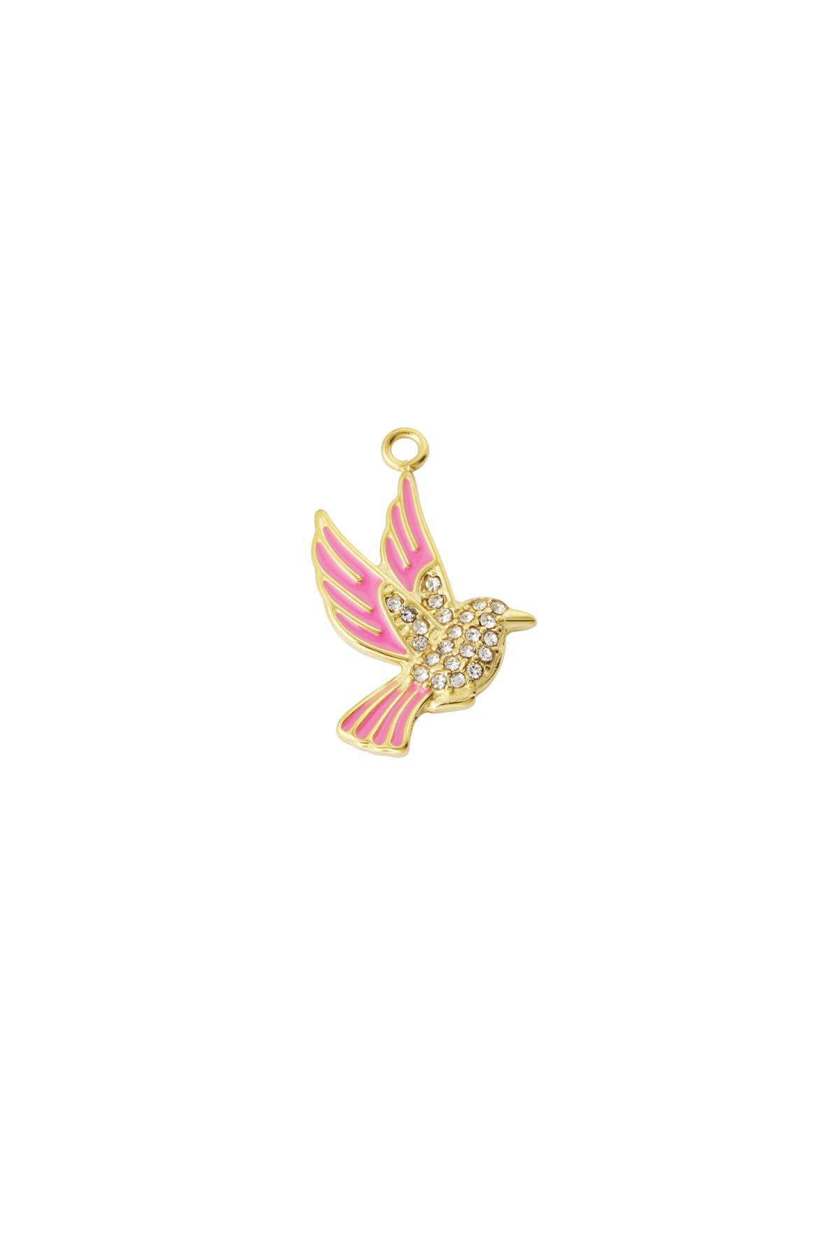 Bird charm - pink gold h5 