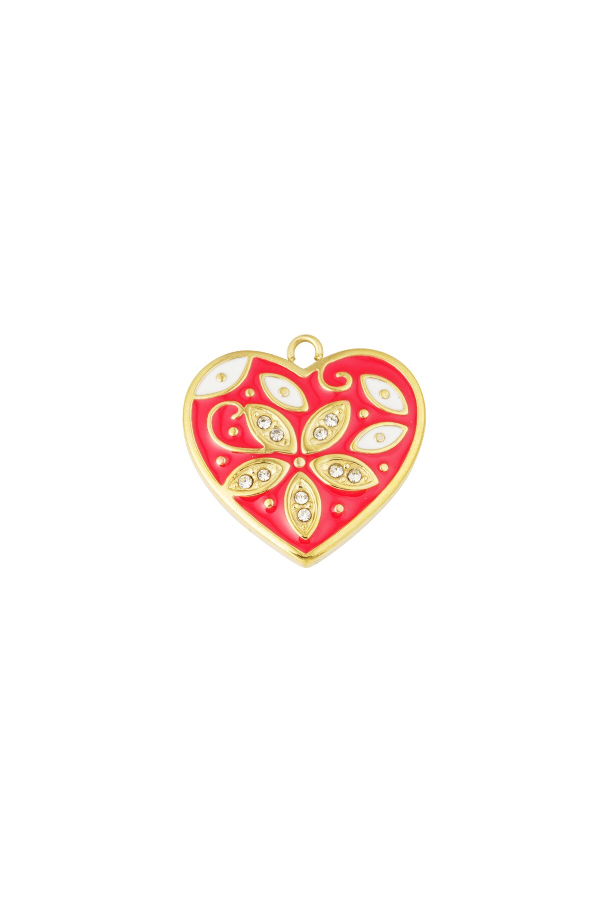 Heart with flower charm - baby pink 