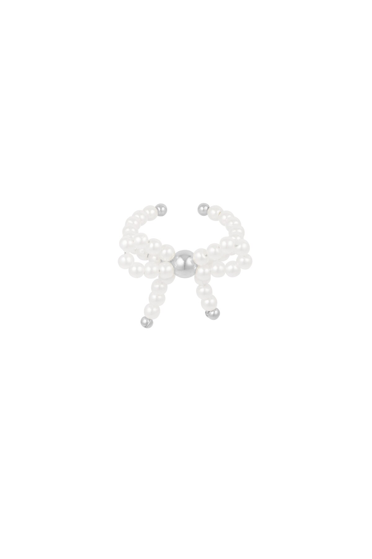 Pearl bow ring - white silver h5 