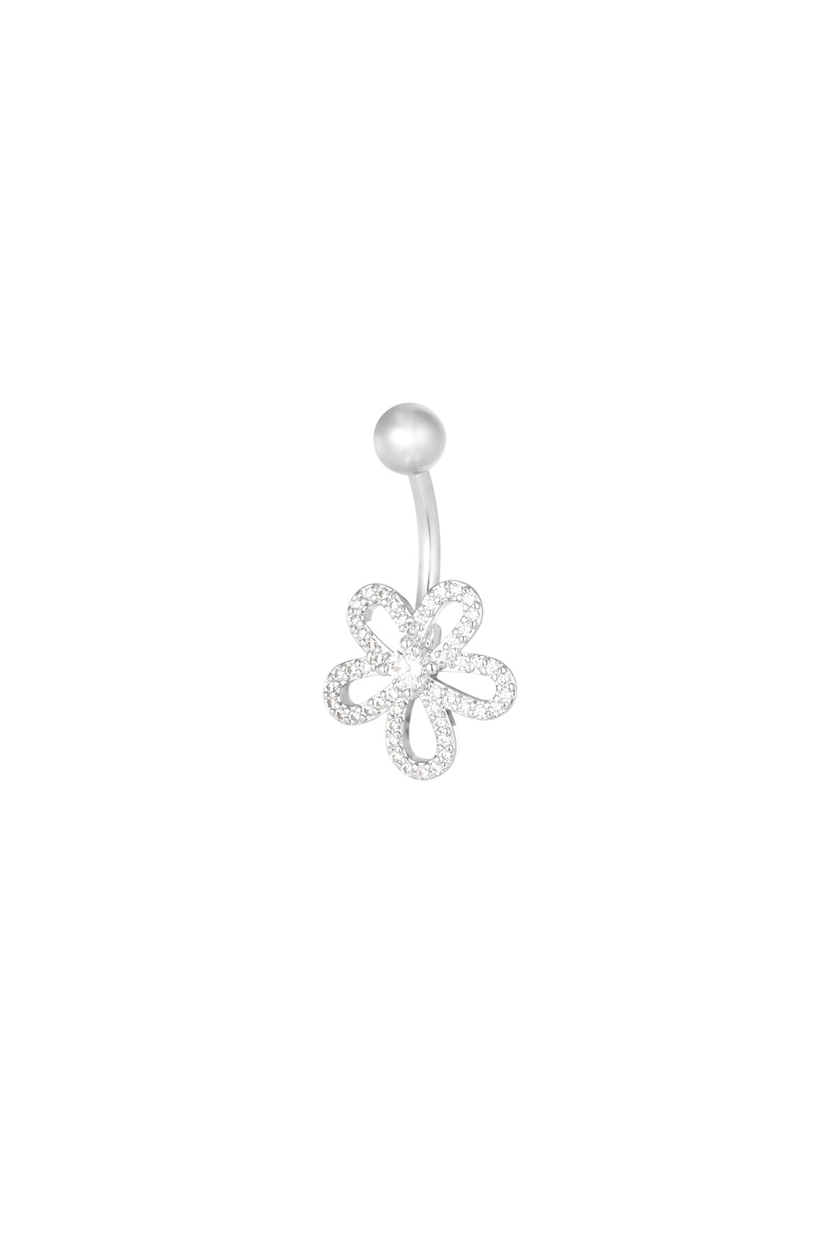 Navel piercing charmed flower - Silver color h5 