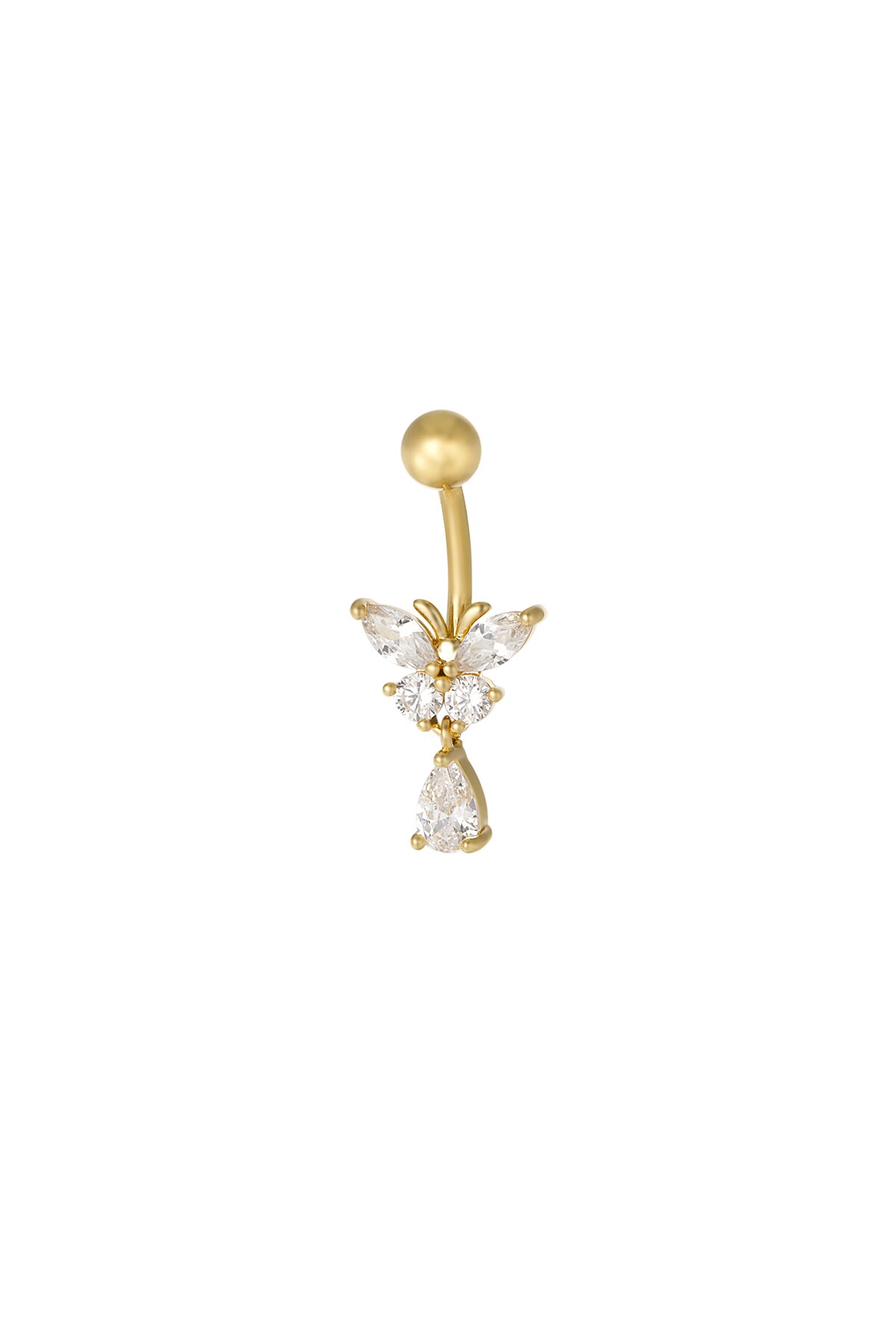 Navel piercing crystal curve - Gold color h5 