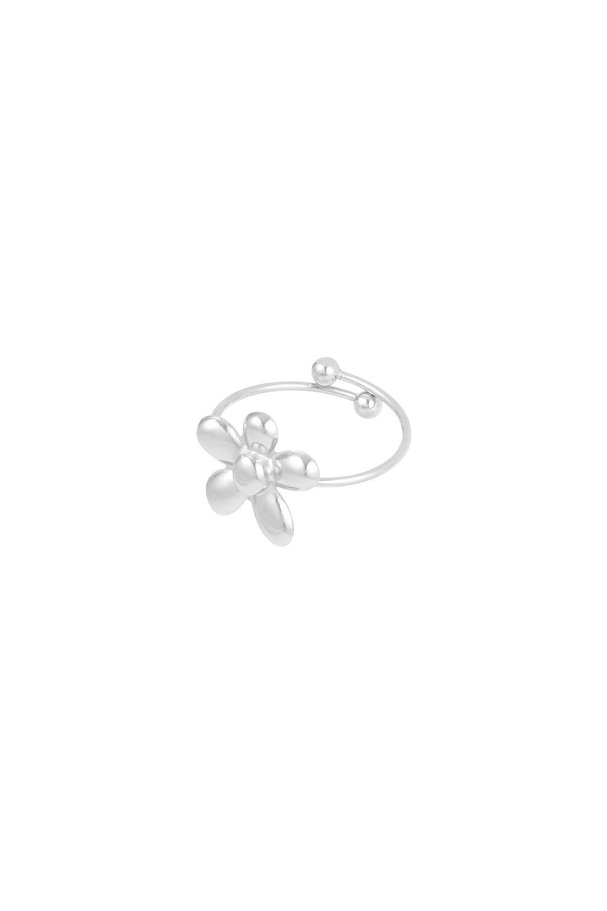 Ring puffy flower - Silver color h5 Picture3