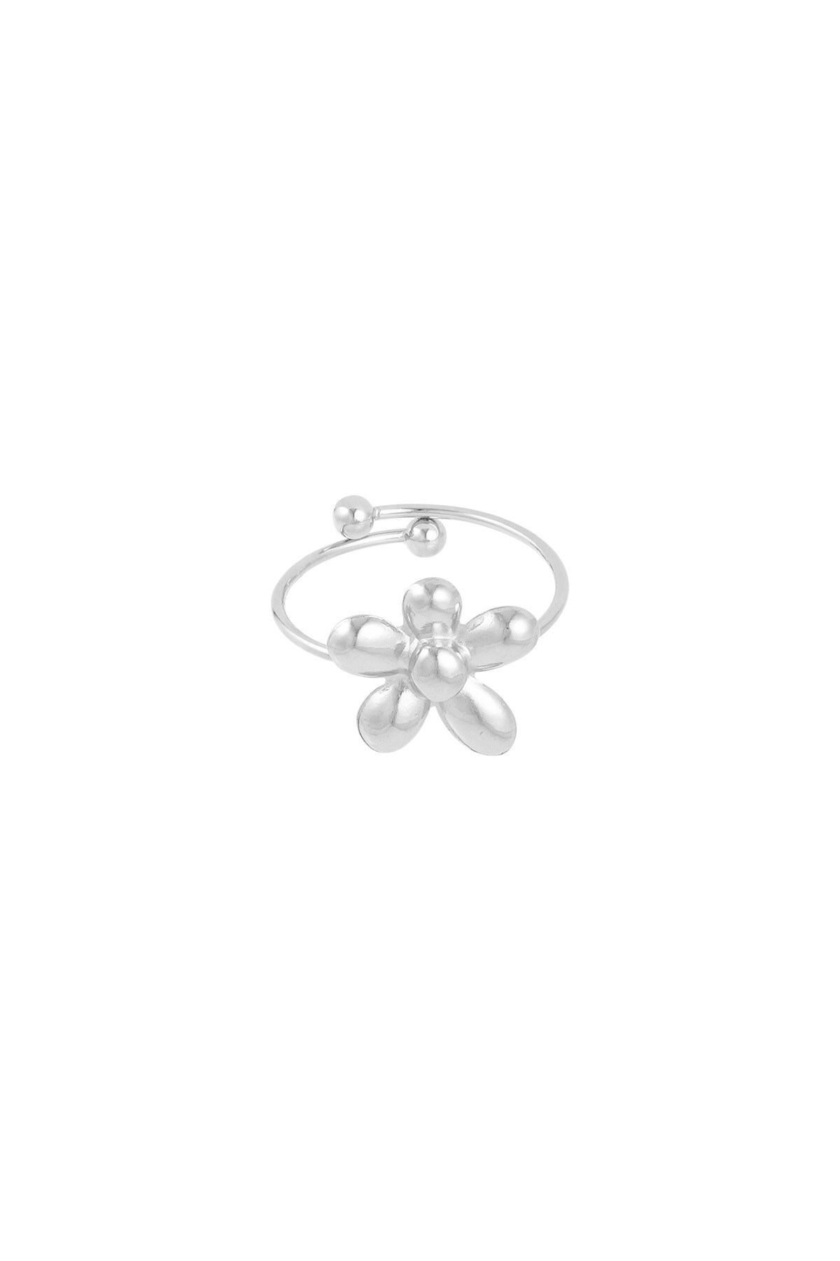 Ring puffy flower - Silver color h5 