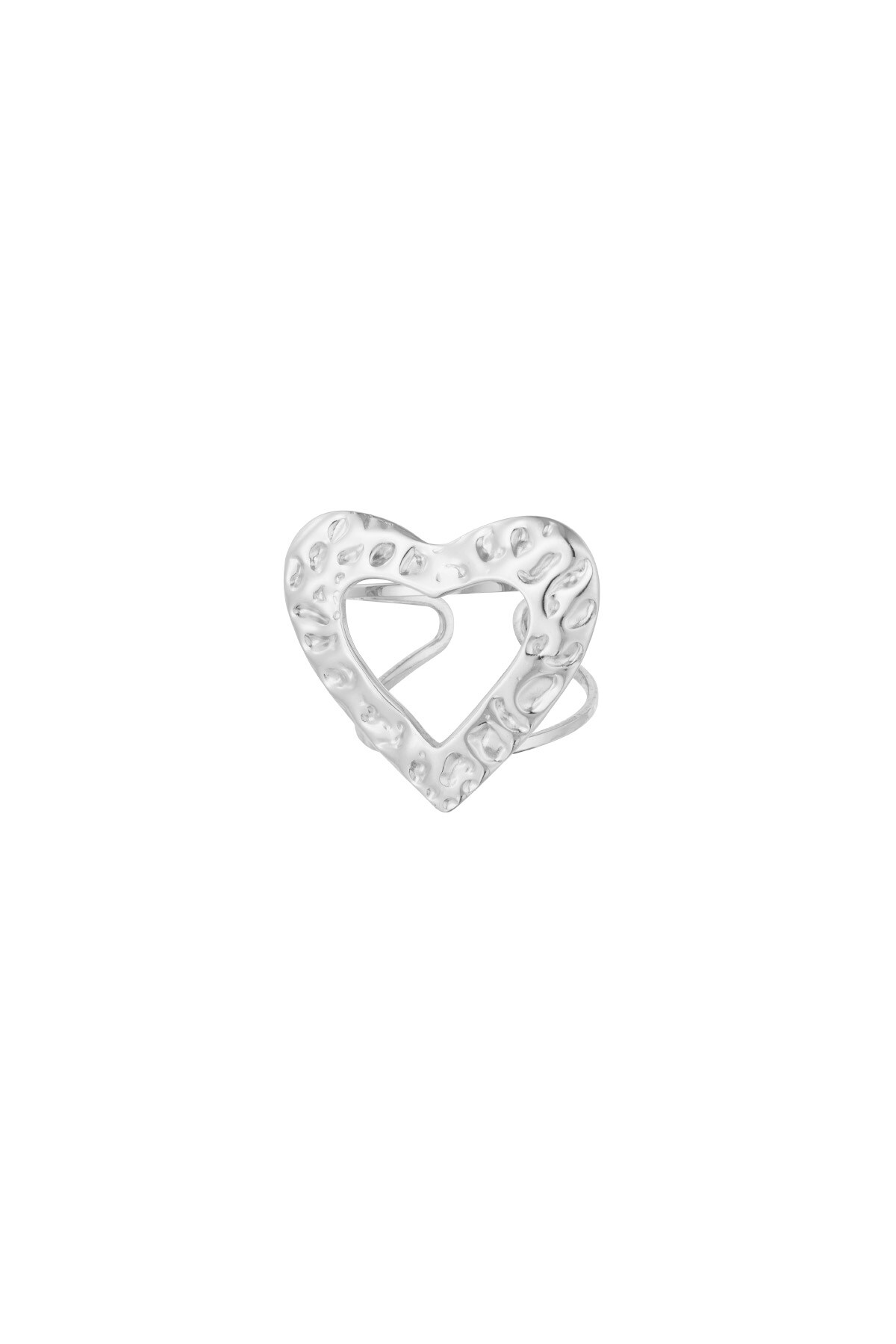 Textured Love ring - Silver color h5 