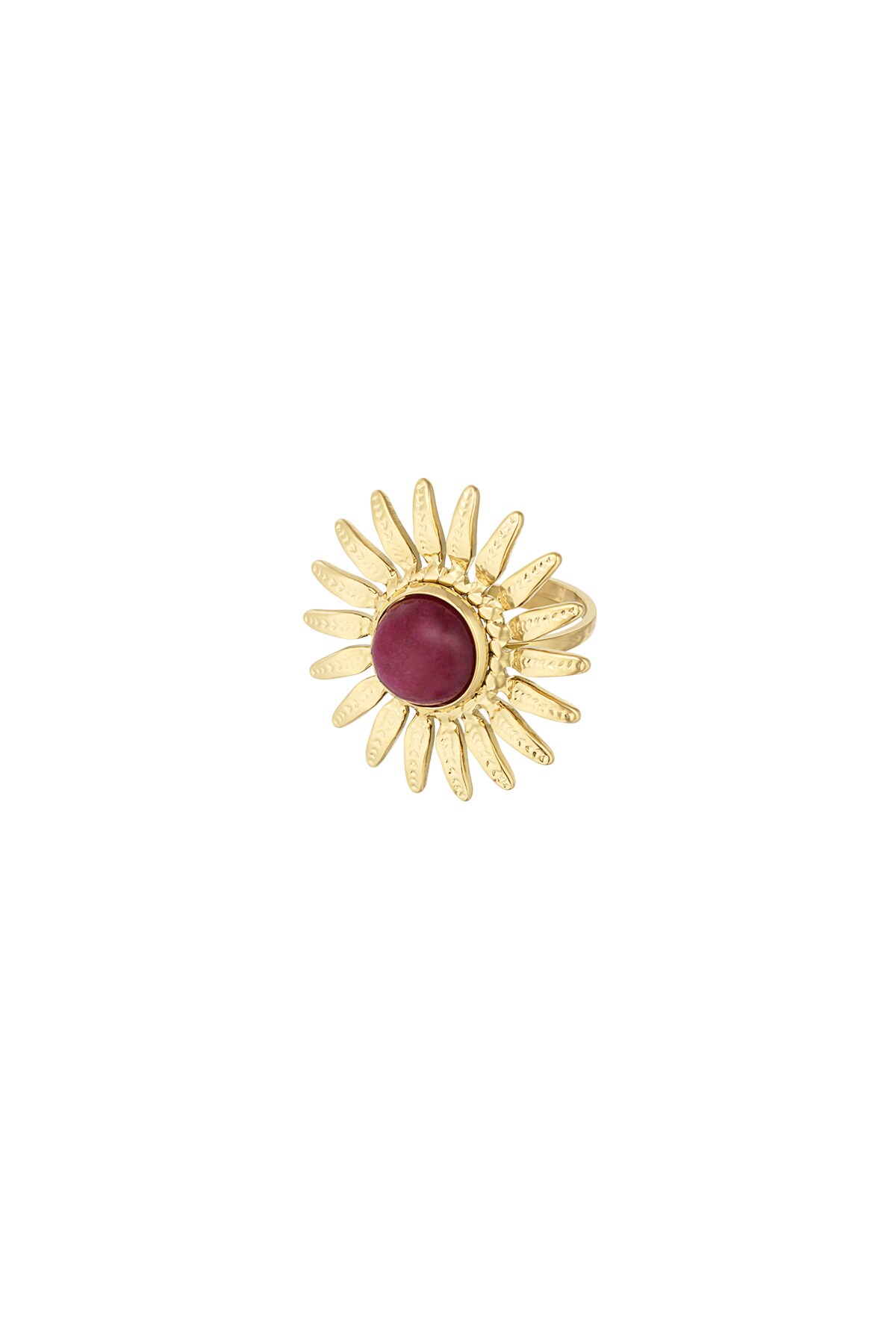 Sun with colored stone ring - red 