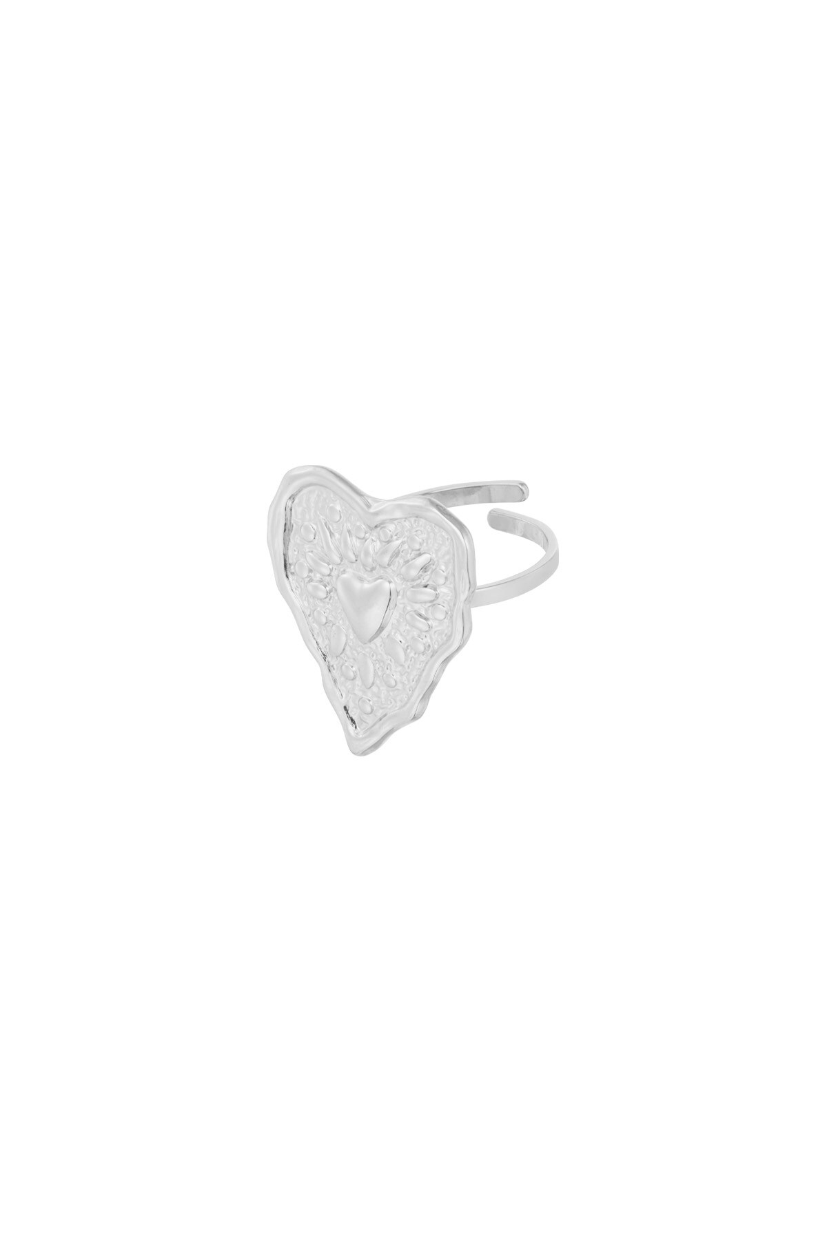 Ring wrinkle heart - Silver color h5 