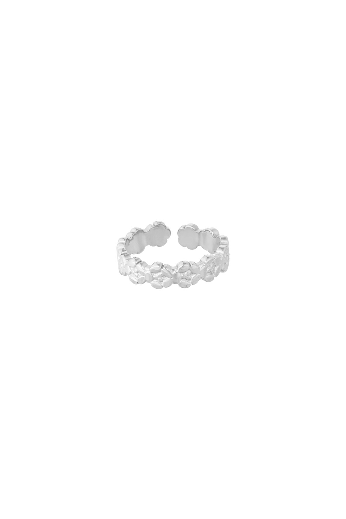 Ring shimmer flower - Silver color h5 