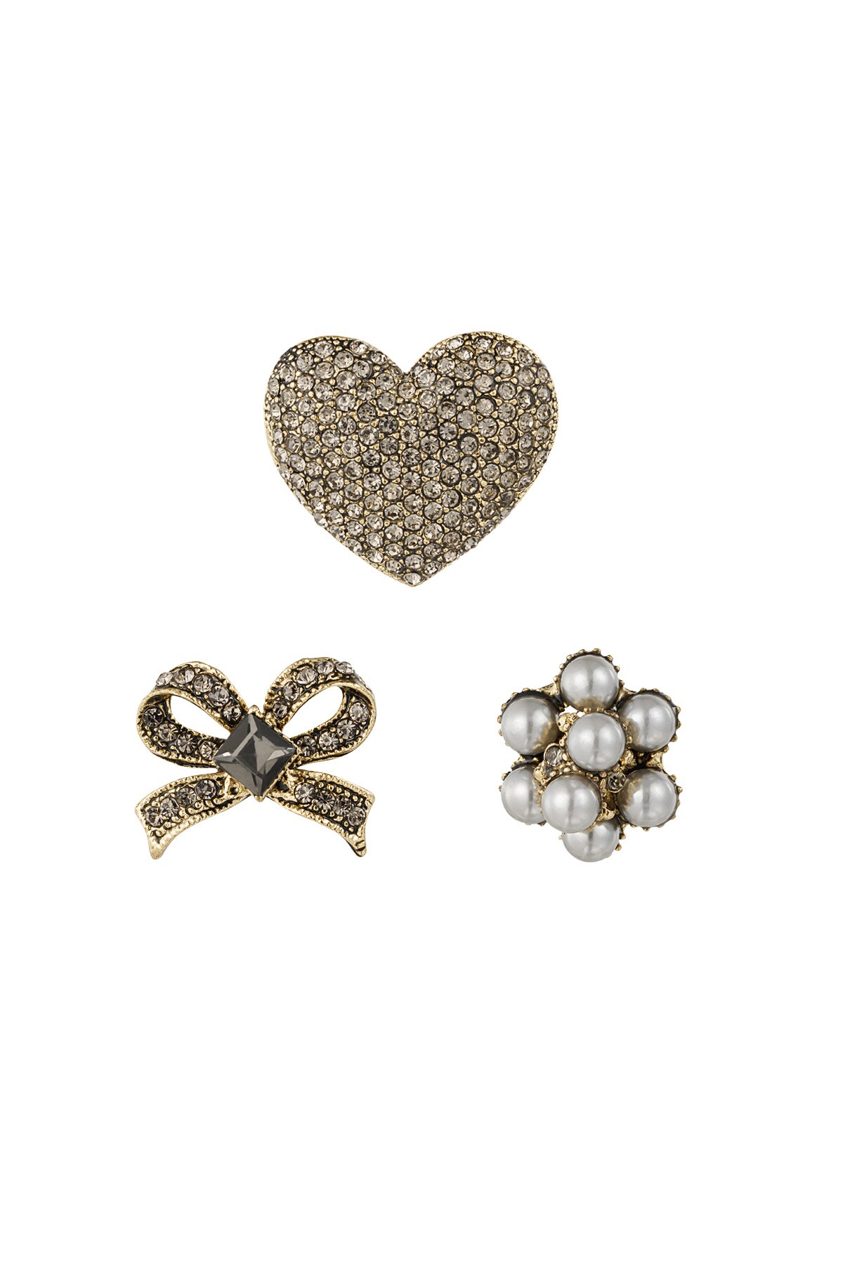 Brooches trio bow baby - champagne 