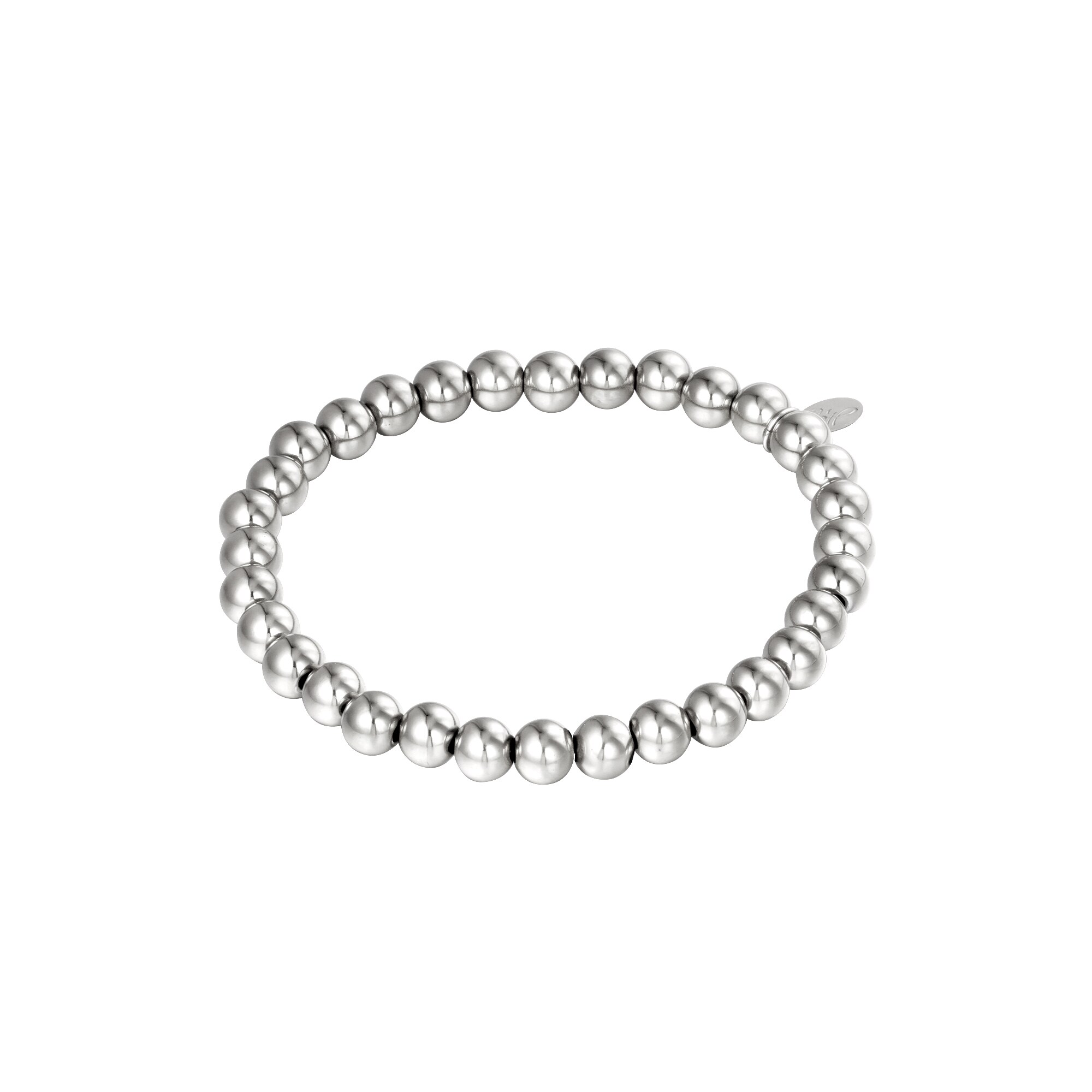 Silver color / Bracelet Big Beads Silver Stainless Steel-6MM 