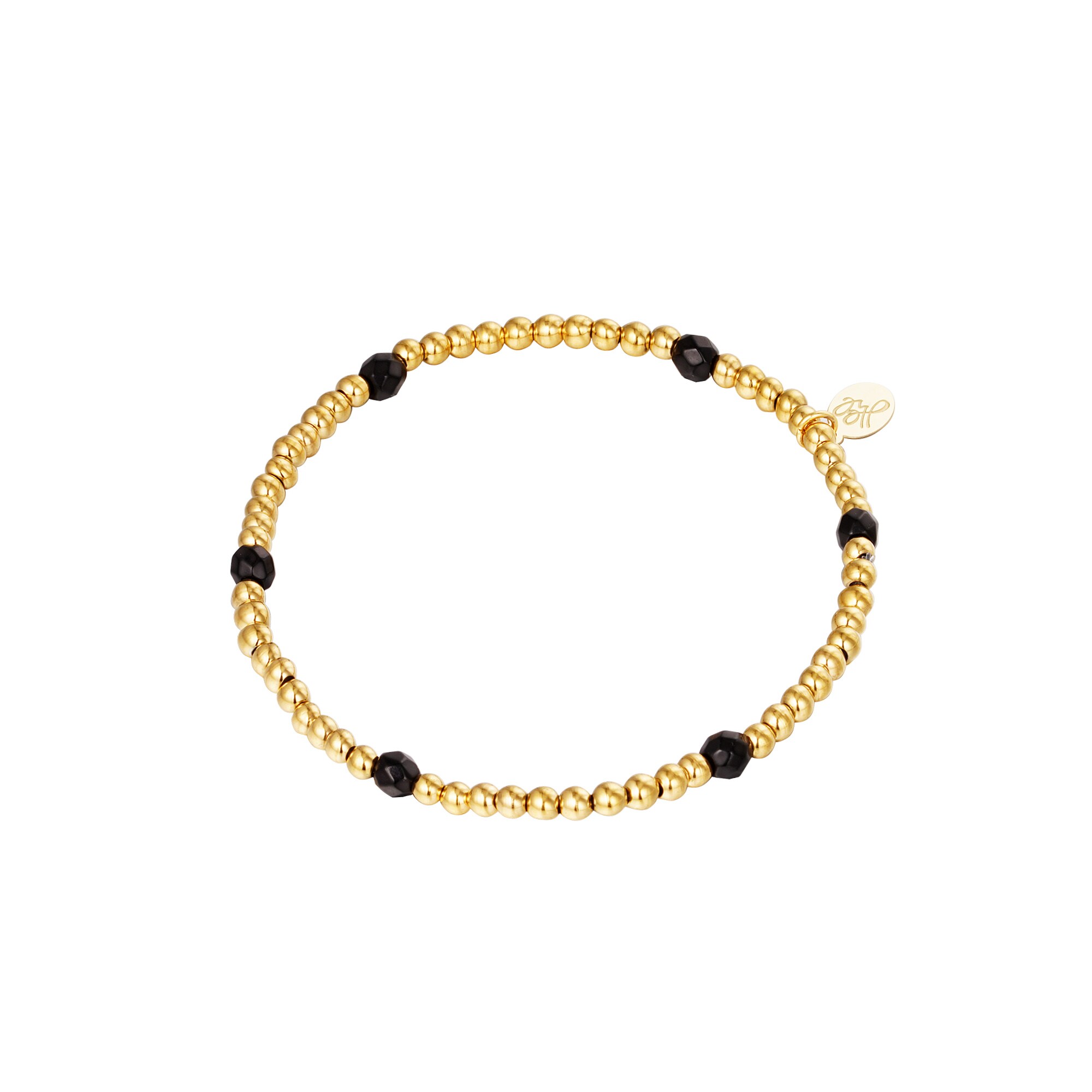 Bracelet Diamond Beads Gold Stainless Steel 