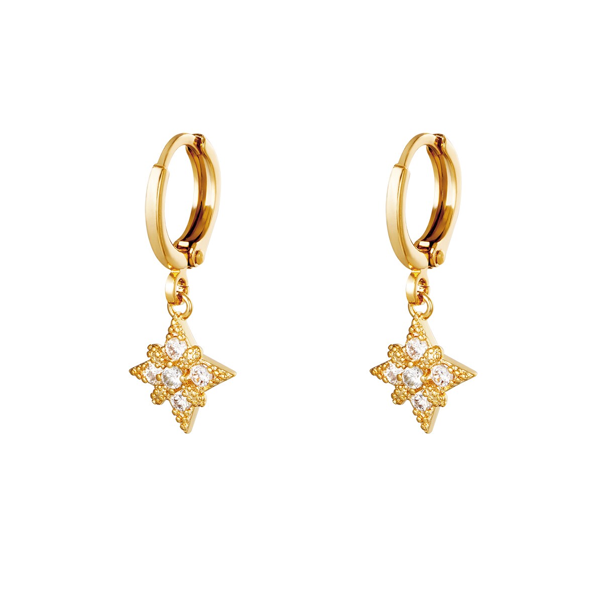 Gold color / Earrings Diamond Star Picture2