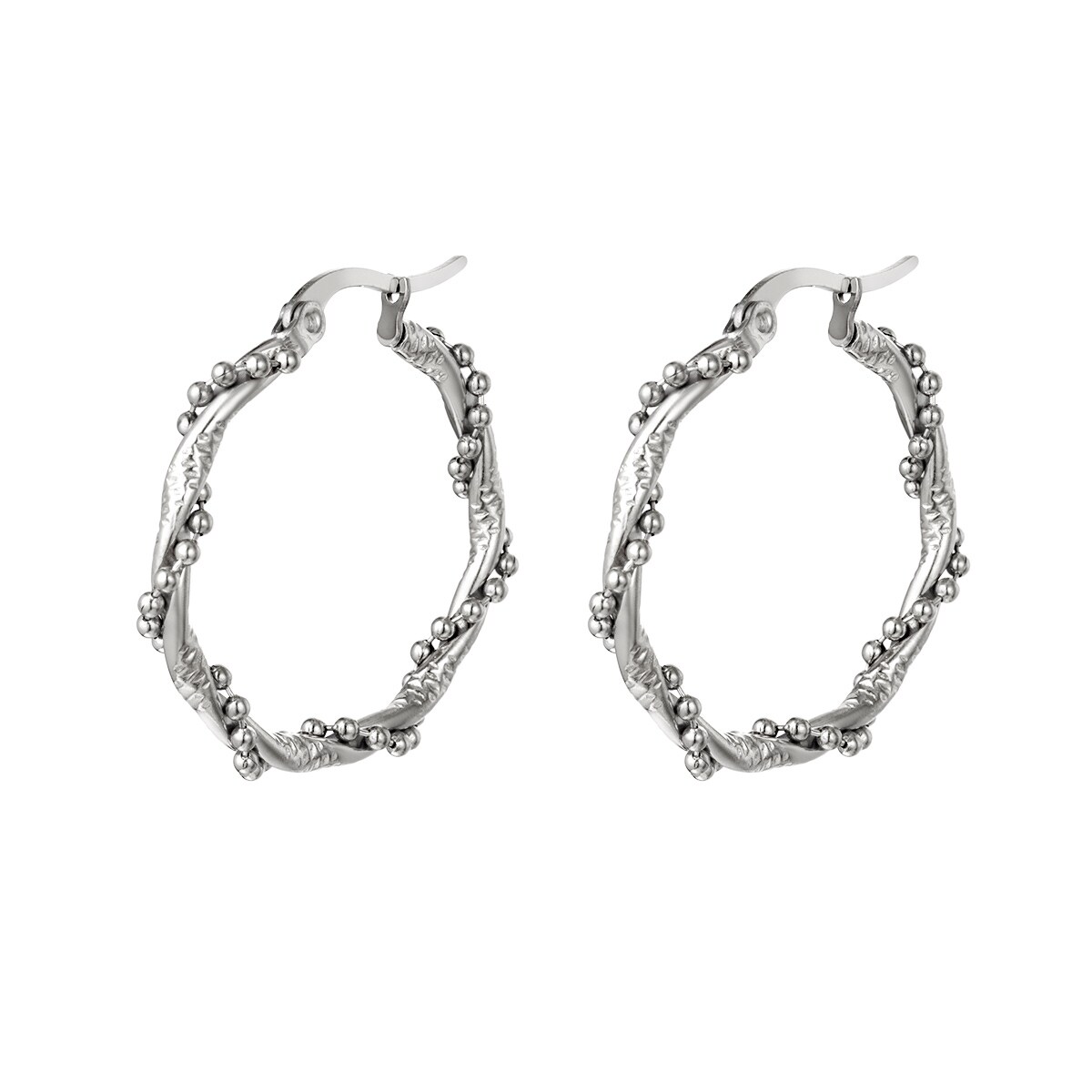 Hoop earrings with twisted pearls large h5 