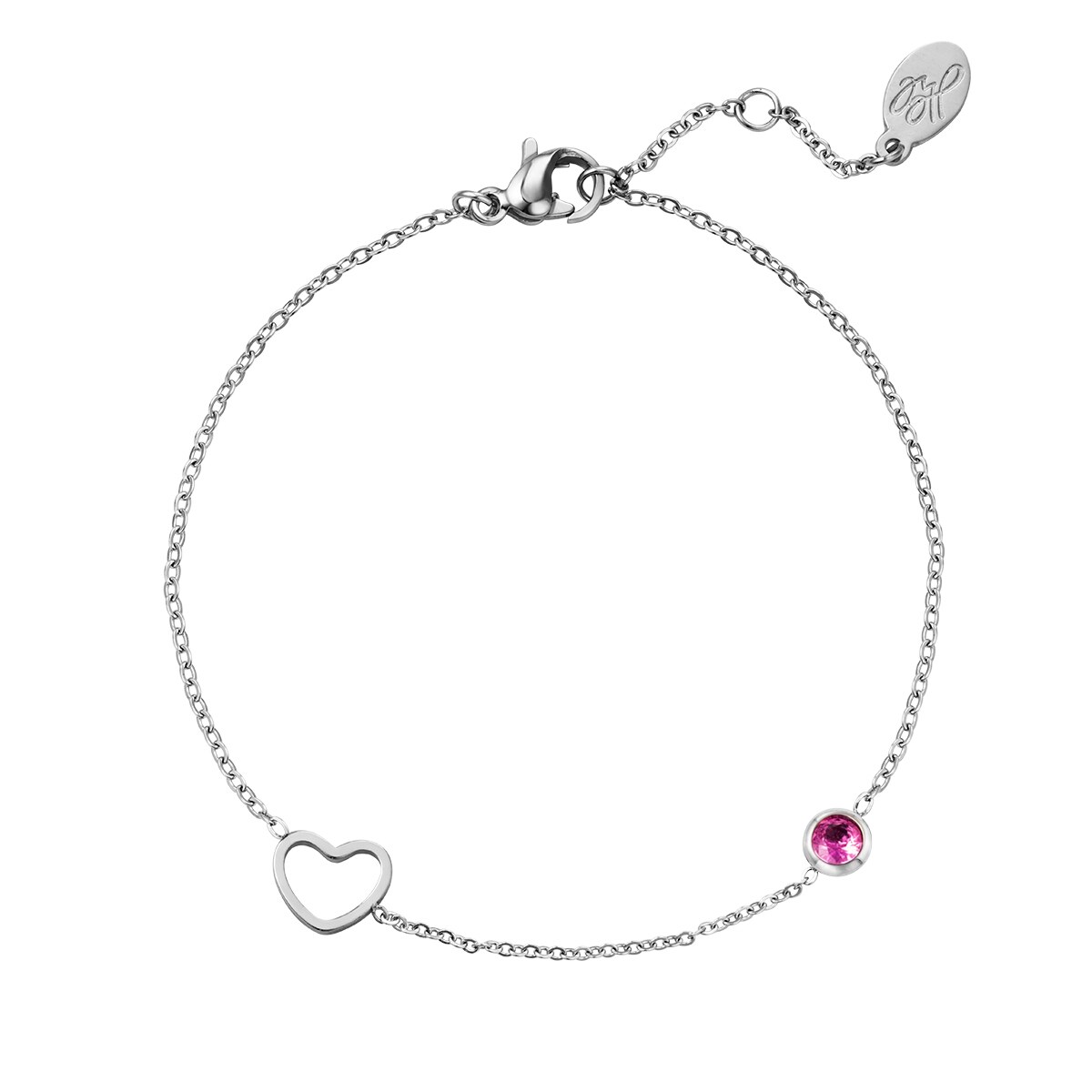 Birthstone bracelet January silver 