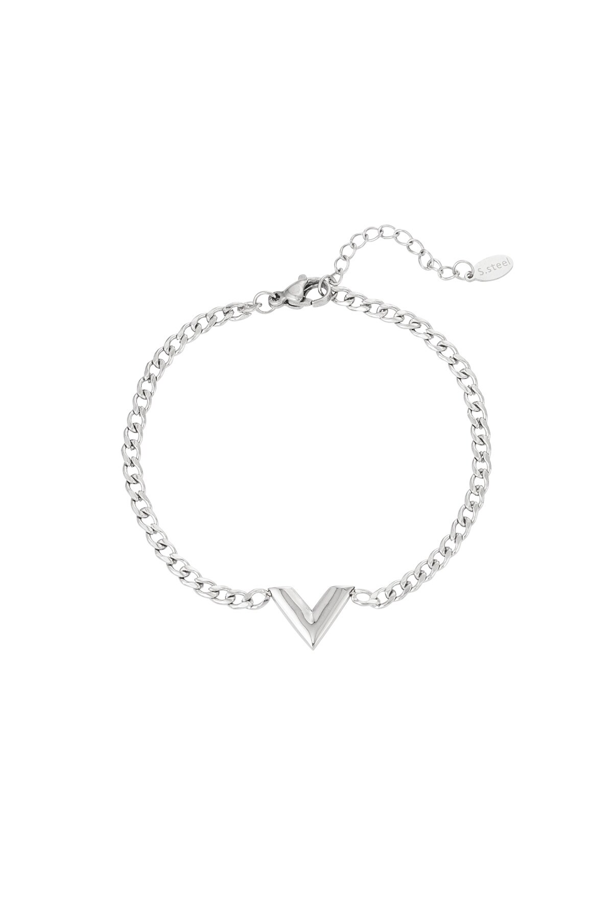 Stainless Steel Bracelet Letter V Silver 