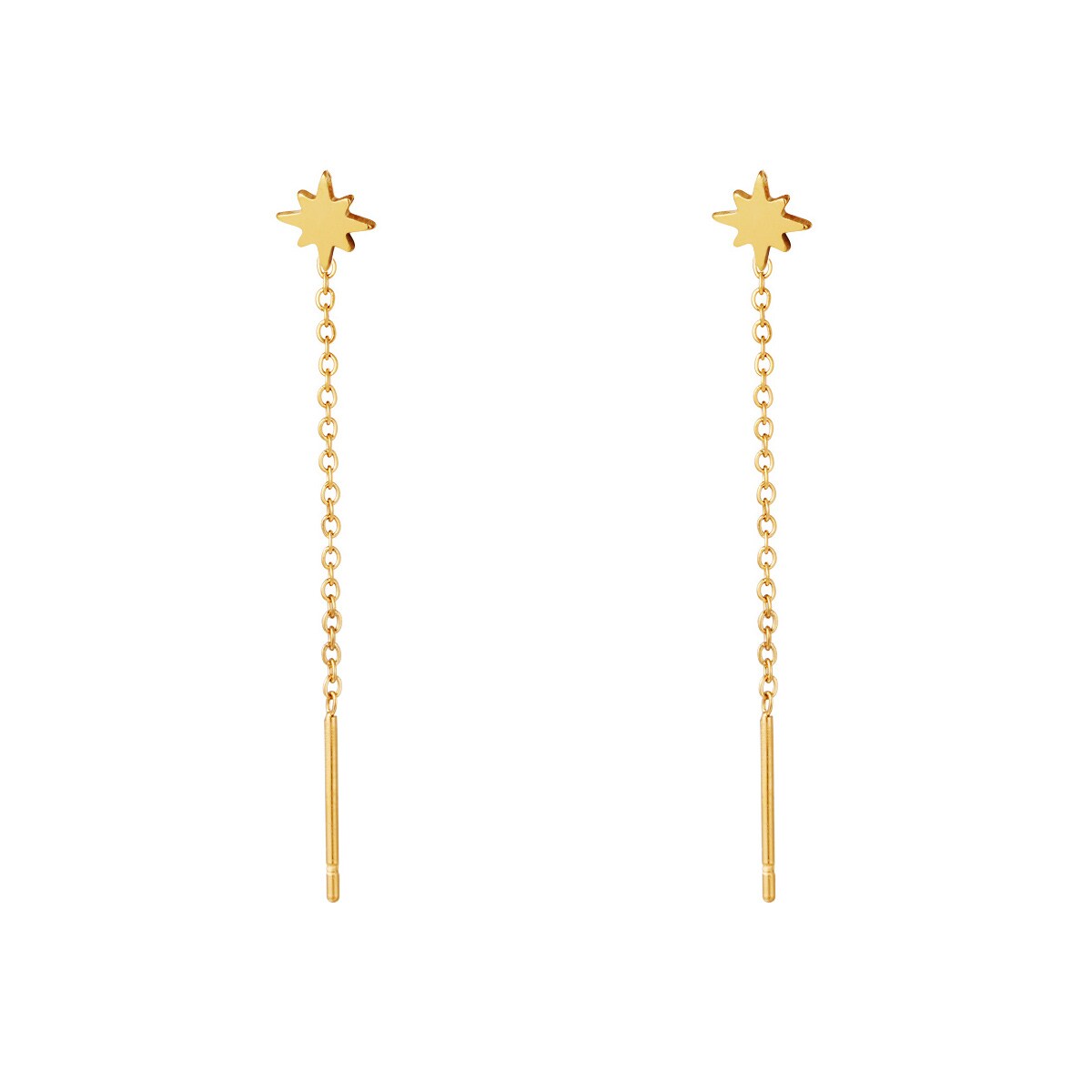 Stainless Steel Chain Earrings Star h5 