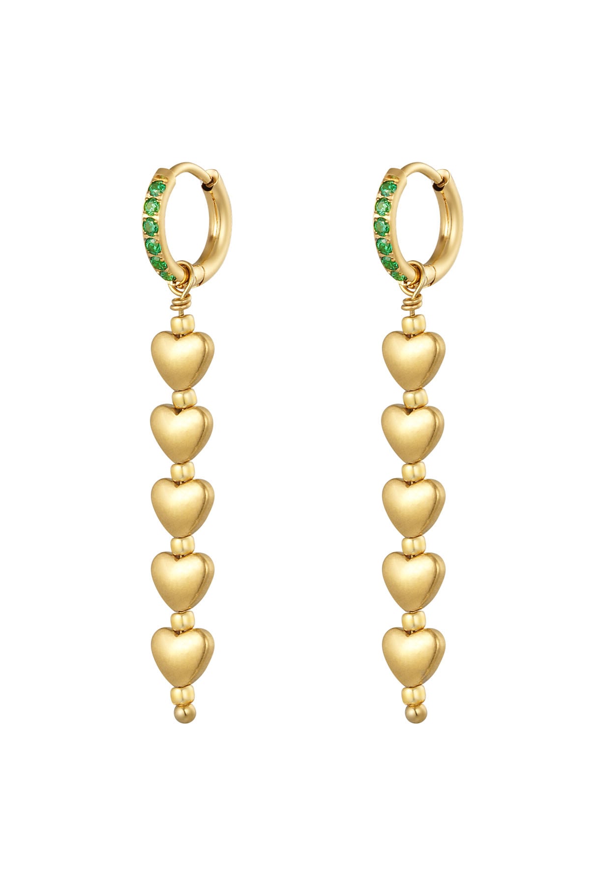 Five hearts earrings - #summergirls collection Green & Gold Color Hematite h5 